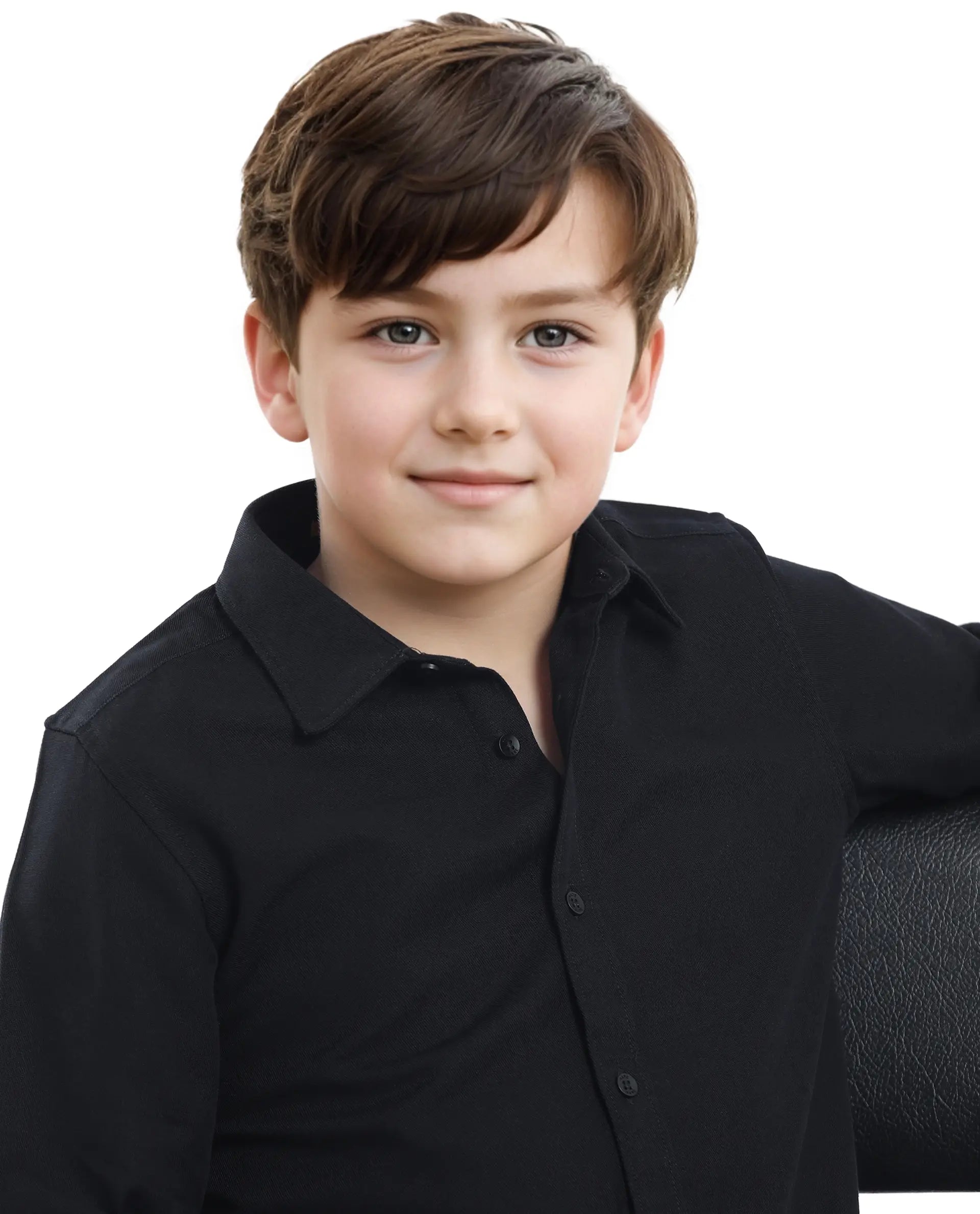 Rare Ones Kids Tago Black Cotton Full Sleeve Button Solid Regular Fit Shirt