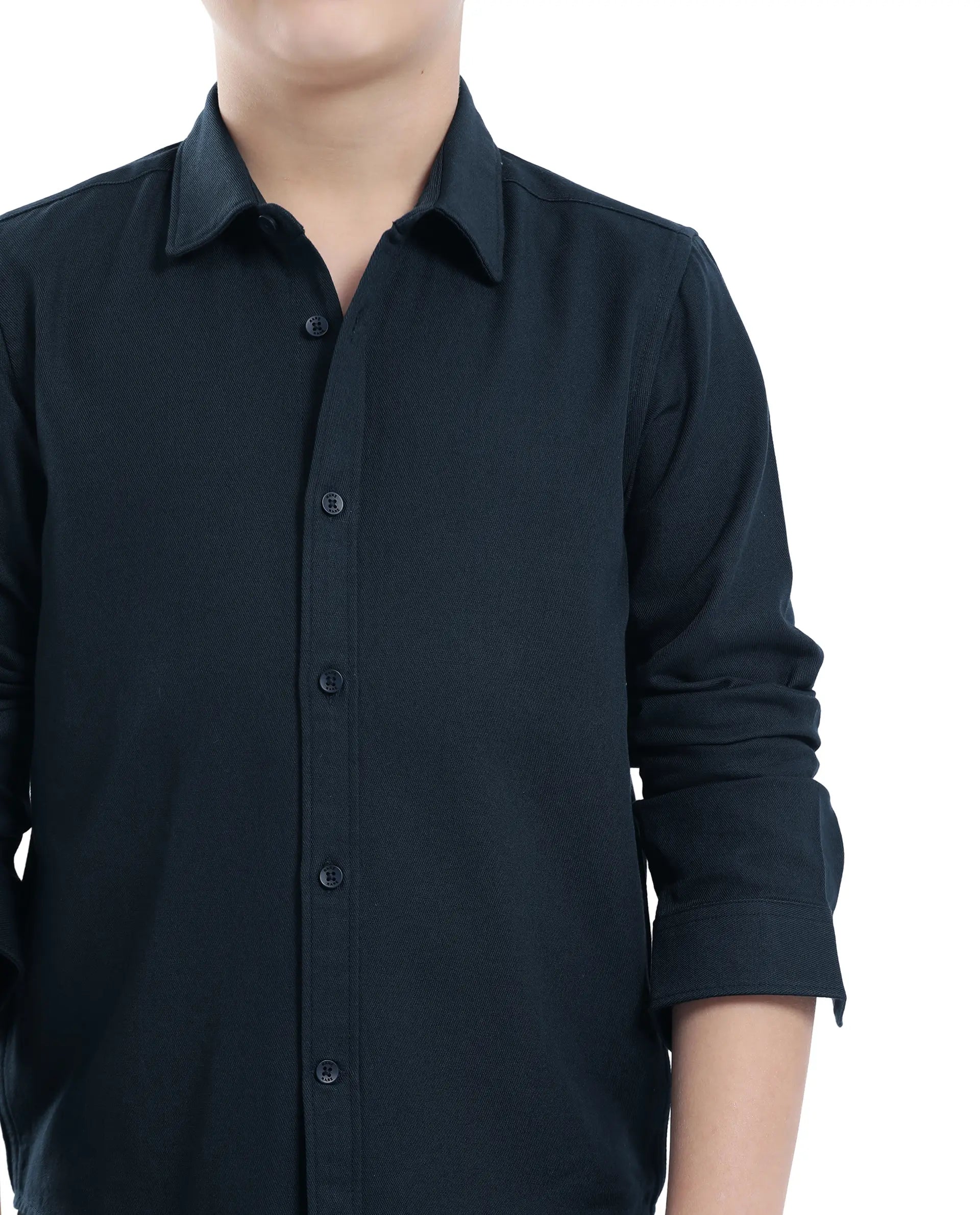 Rare Ones Kids Tago Navy Cotton Full Sleeve Button Solid Regular Fit Shirt