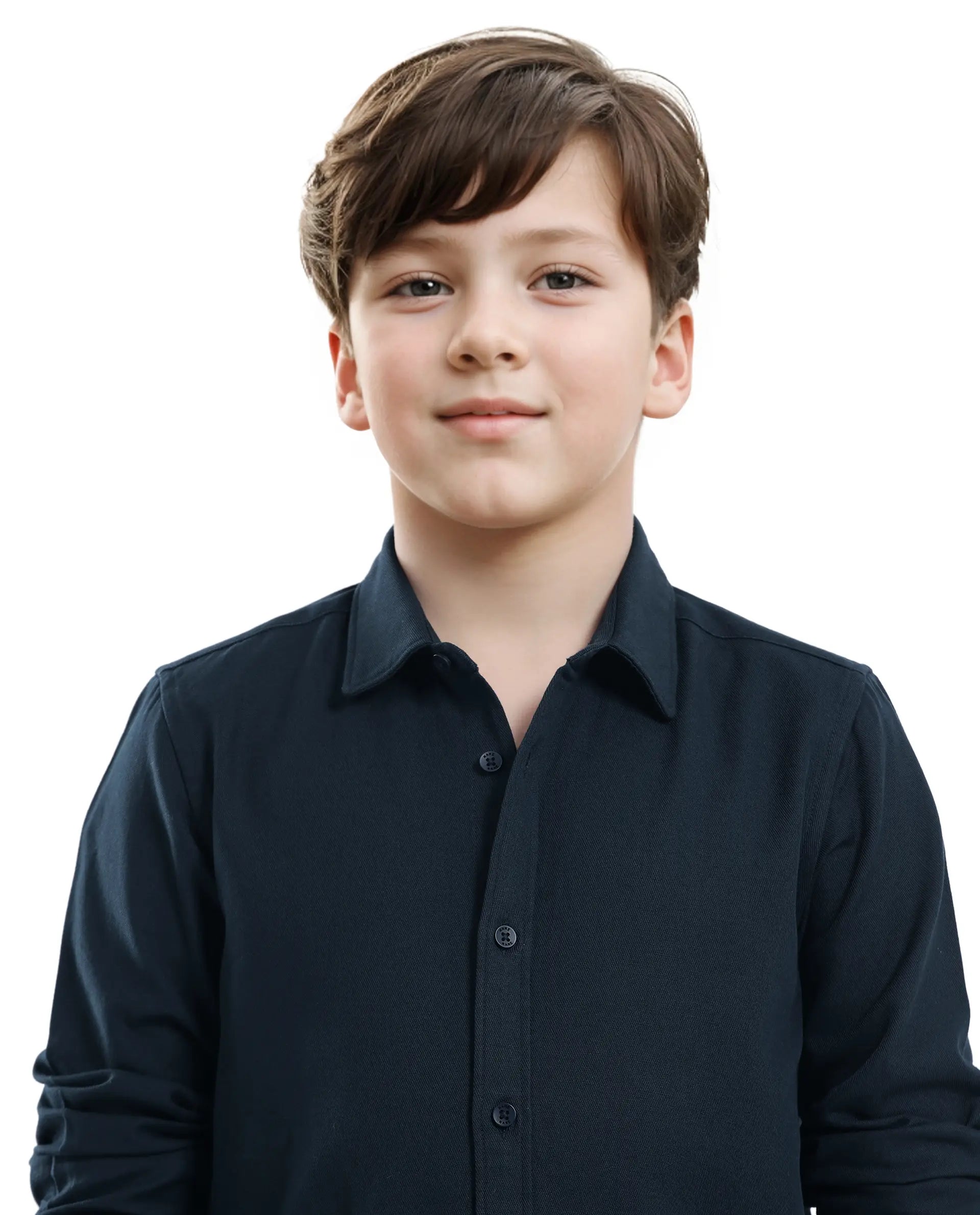 Rare Ones Kids Tago Navy Cotton Full Sleeve Button Solid Regular Fit Shirt