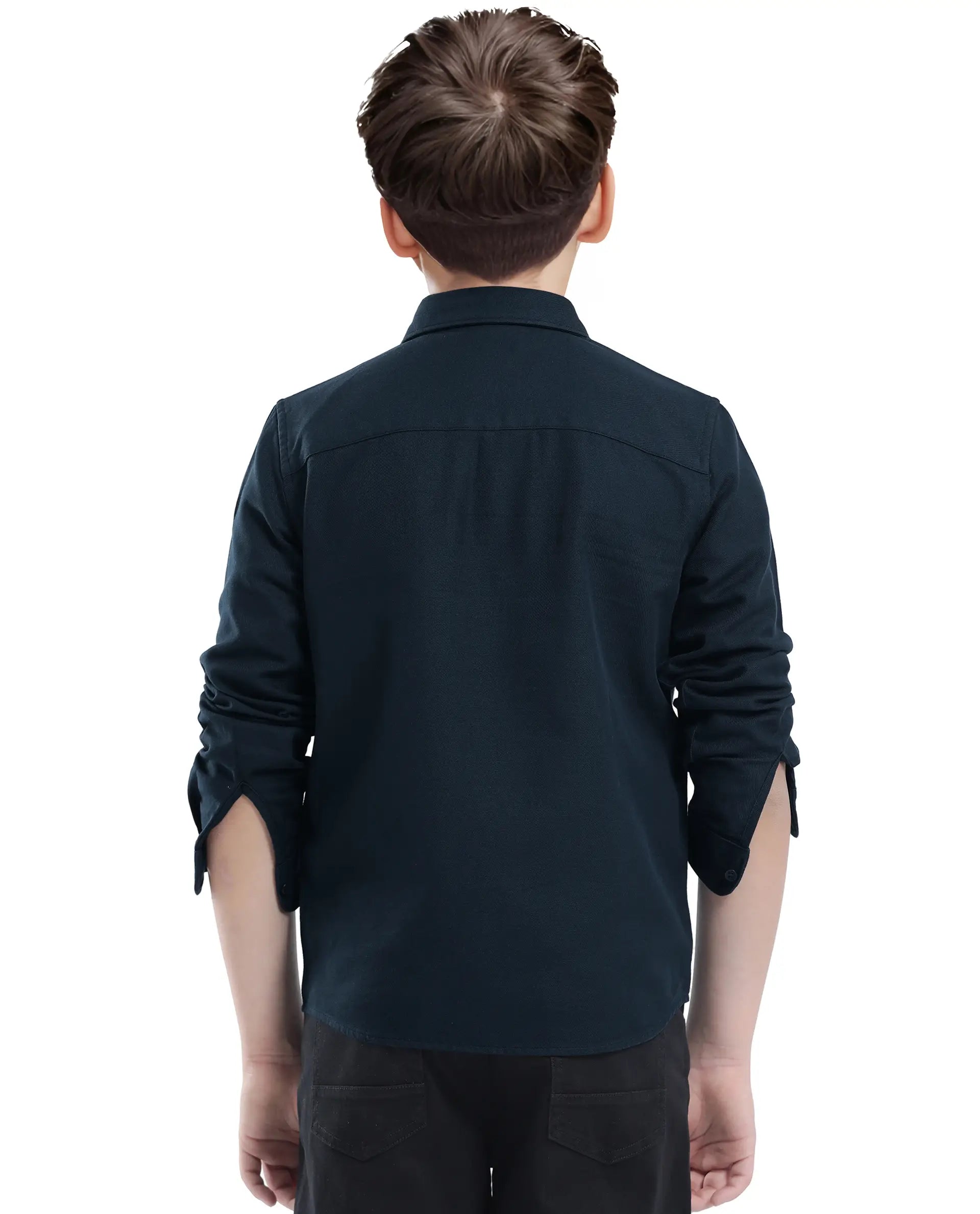Rare Ones Kids Tago Navy Cotton Full Sleeve Button Solid Regular Fit Shirt