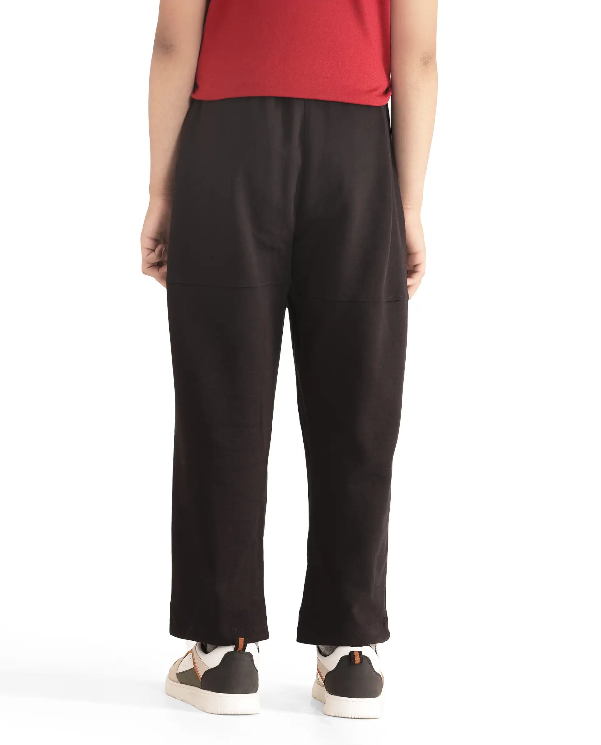 Rare Ones Kids Tami Black Cotton Poly Regular Fit Multipocket Solid Trackpant