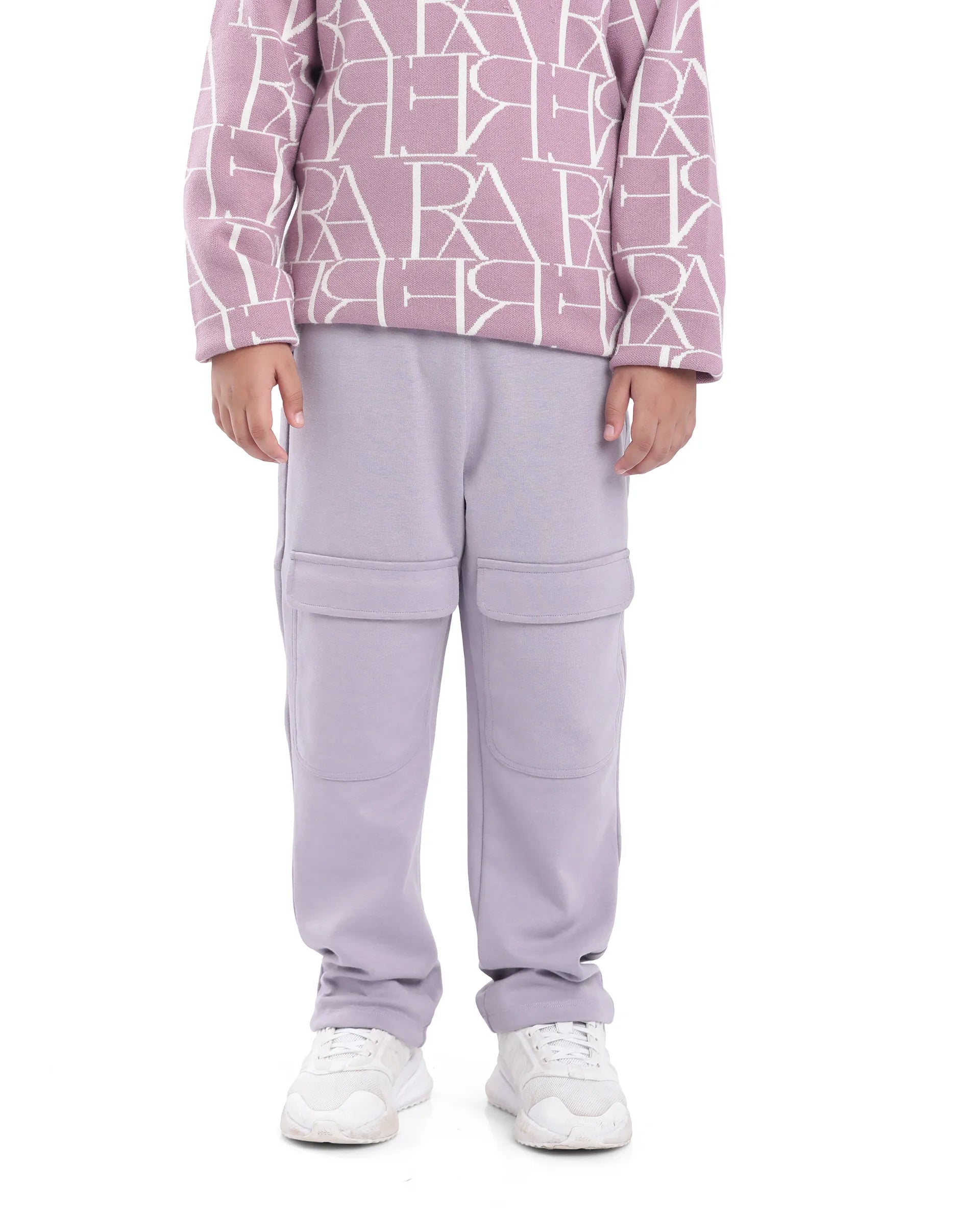 Rare Ones Kids Tami Dusky Purple Cotton Poly Regular Fit Multipocket Solid Trackpant