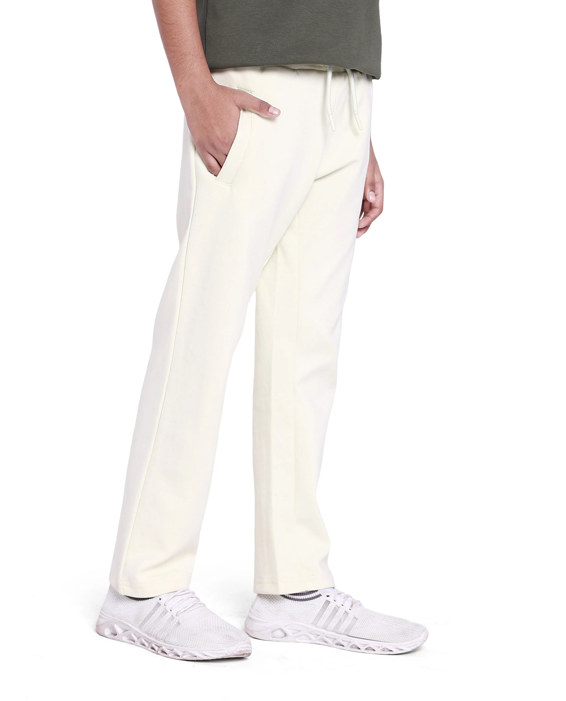 Rare Ones Kids Tami Light Yellow Cotton Poly Regular Fit Multipocket Solid Trackpant