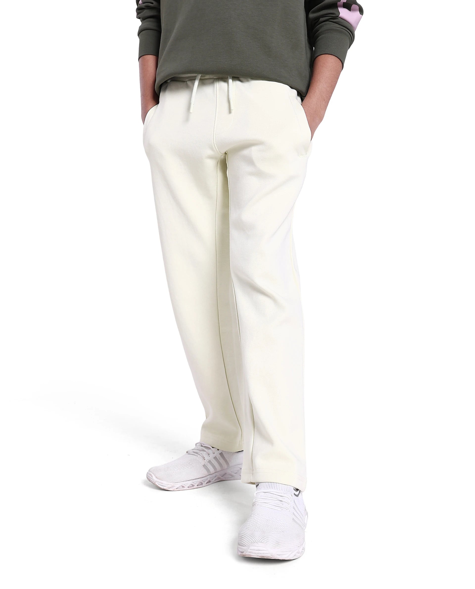 Rare Ones Kids Tami Light Yellow Cotton Poly Regular Fit Multipocket Solid Trackpant