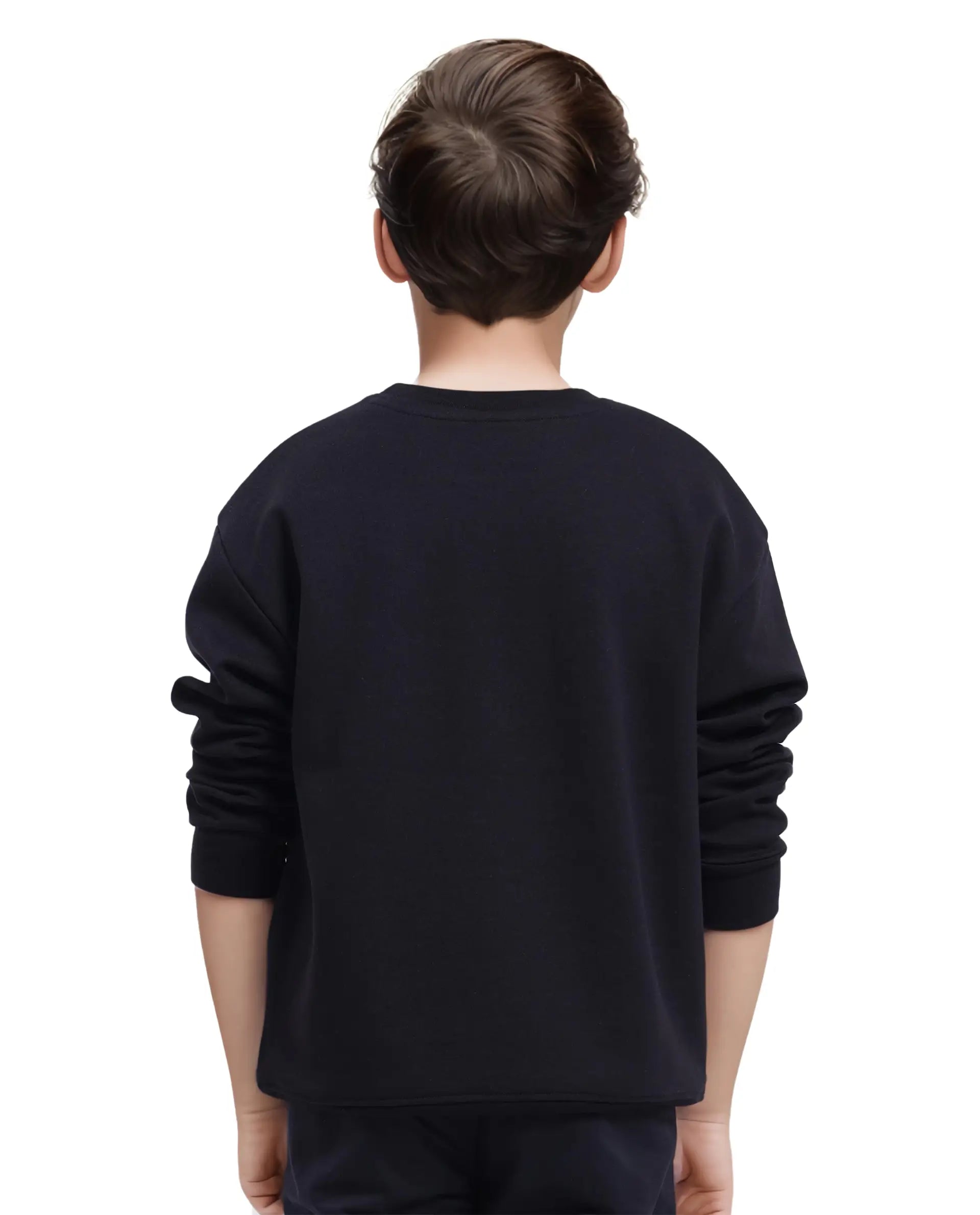 Rare Ones Kids Tamu Black Cotton Full Sleeve Crew Neck HD Print With Twill Texture Sweatshirt