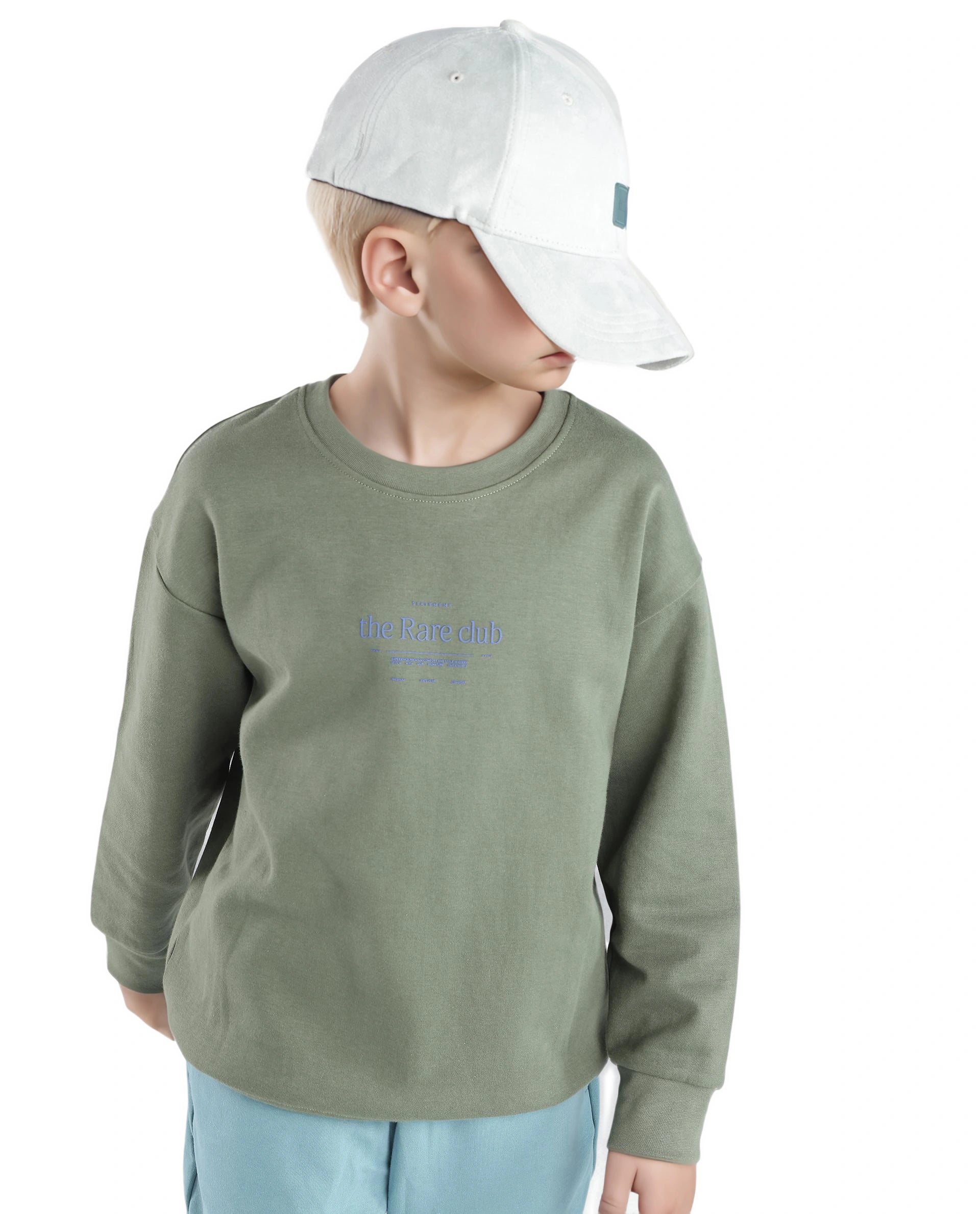 Rare Ones Kids Tamu Dark Green Cotton Full Sleeve Hd Print With Twill Texture Sweatshirt