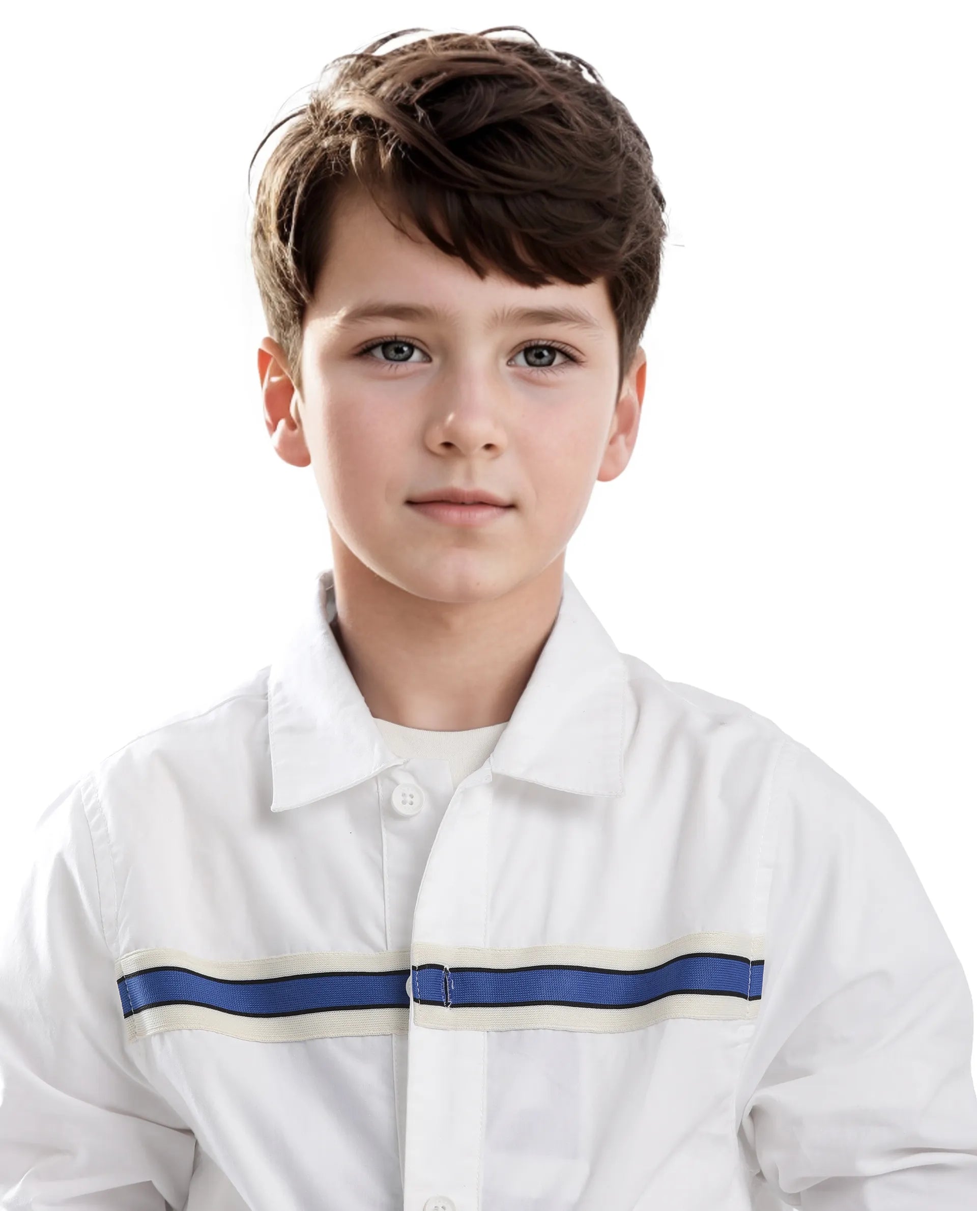 Rare Ones Kids Taper-S White Cotton Full Sleeve Button Closure Solid Terron Fit Shacket