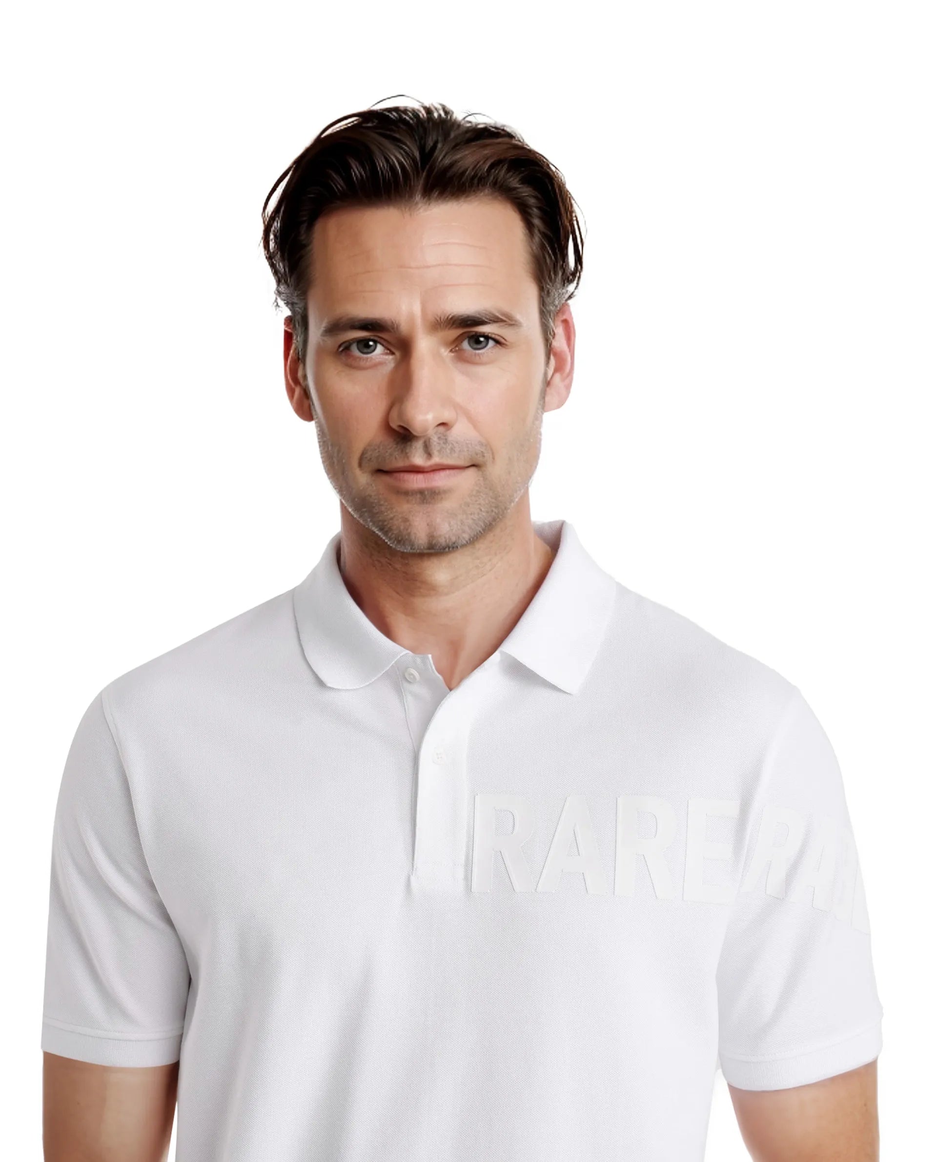 Rare Rabbit Men Taro White Cotton Blend Short Sleeve Regular Fit Regular Collared Plain Polo
