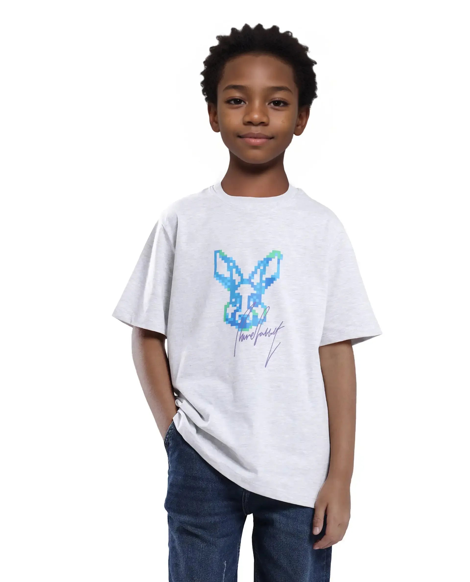 Rare Ones Kids Tebx Grey Cotton Blend Half Sleeve Printed Regular Fit T-Shirt