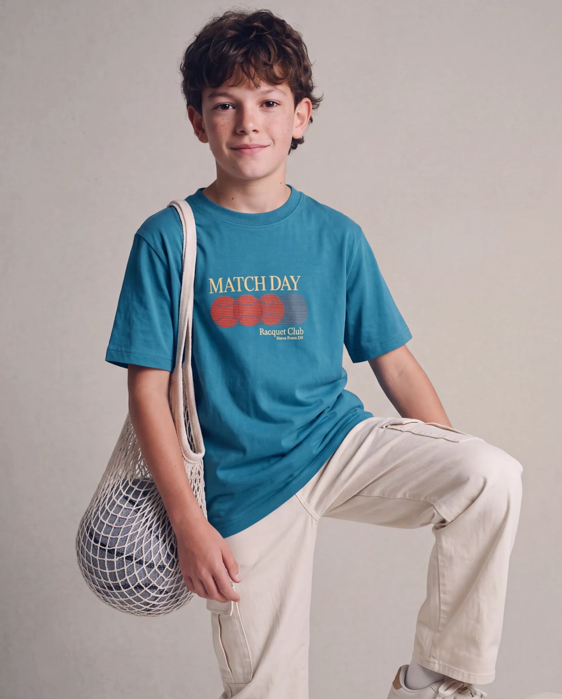 Rare Ones Kids Tega Teal Cotton Blend Fabric Pull-On Closure Regular Fit Graphic Print T-Shirt