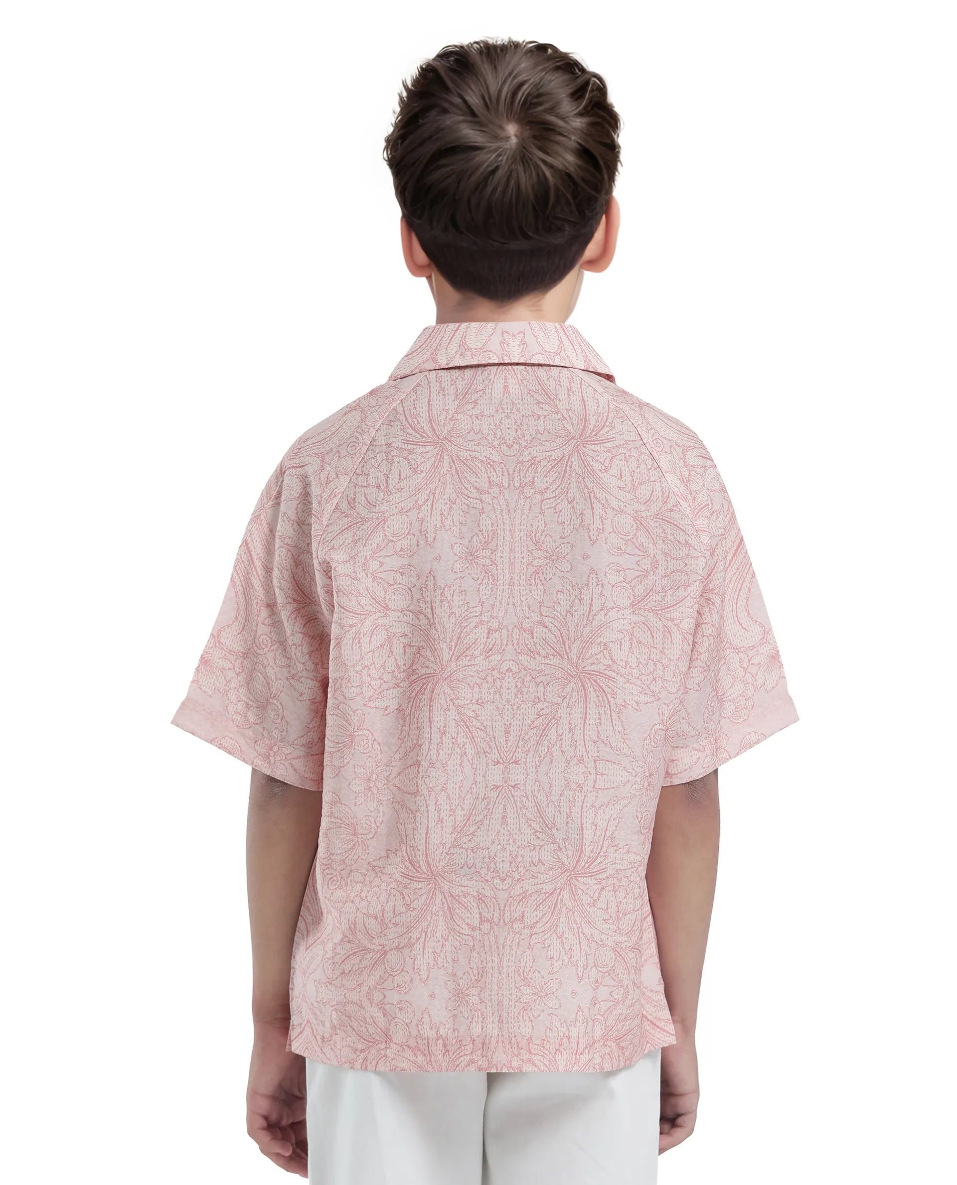 Rare Ones Kids Telo-K Red Tencel Nylon Half Sleeve Button Printed Regular Fit Shirt