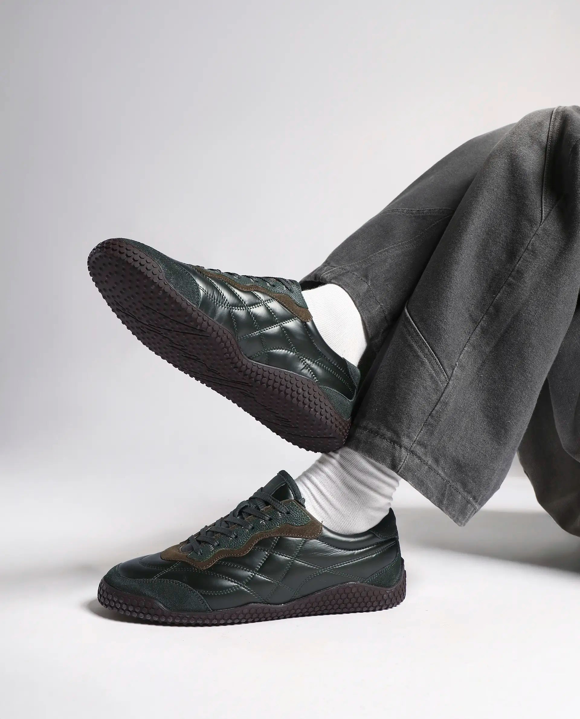 Rare Rabbit Men's Temo Olive Parachute Lace-Up Closure Sneaker