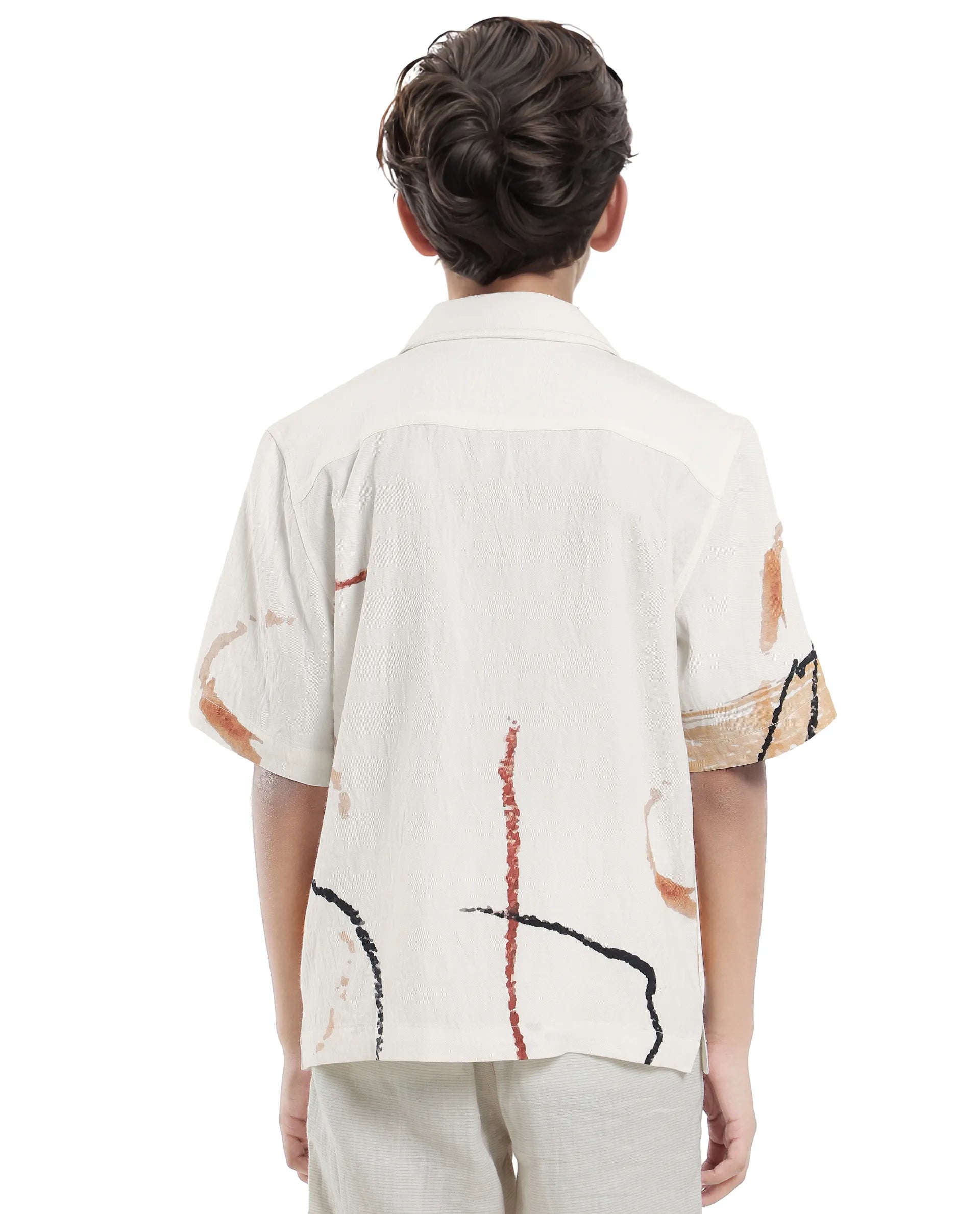 Rare Ones Kids Tent White Viscose Blend Half Sleeve Button Printed Regular Fit Shirt