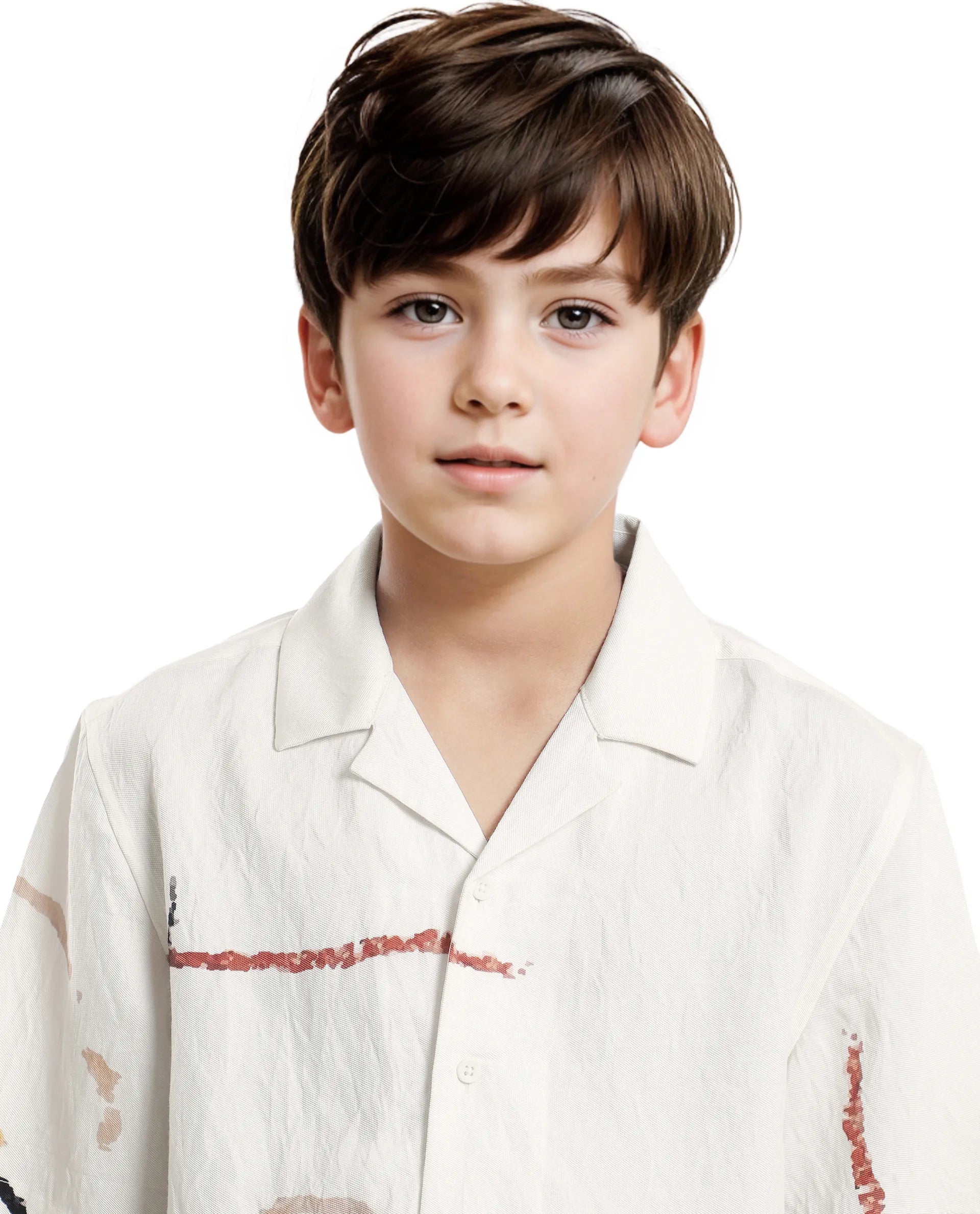 Rare Ones Kids Tent White Viscose Blend Half Sleeve Button Printed Regular Fit Shirt