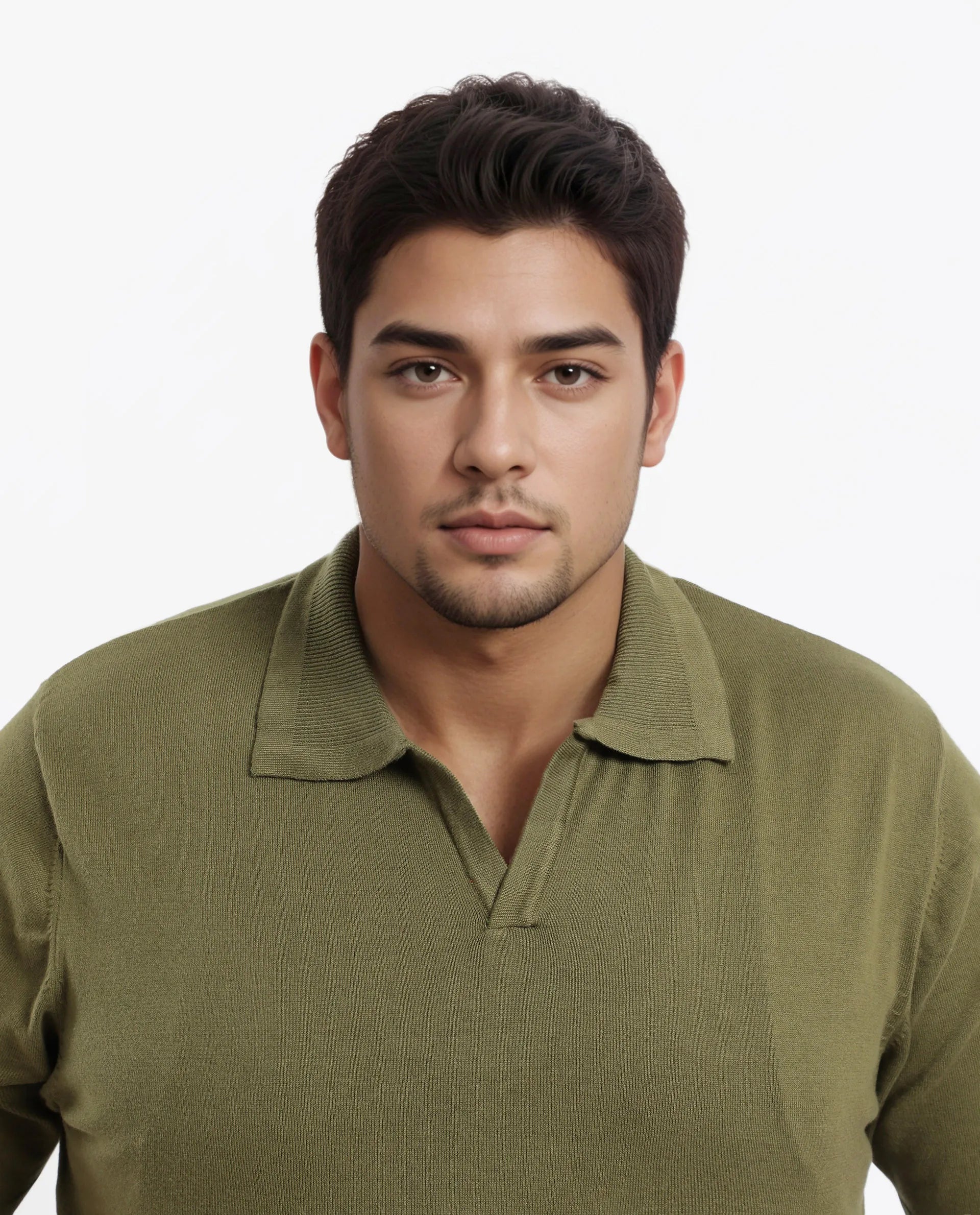 Rare Rabbit Men's Teny-L Olive Cotton Blend Plain Plus Size Half Sleeve Polo