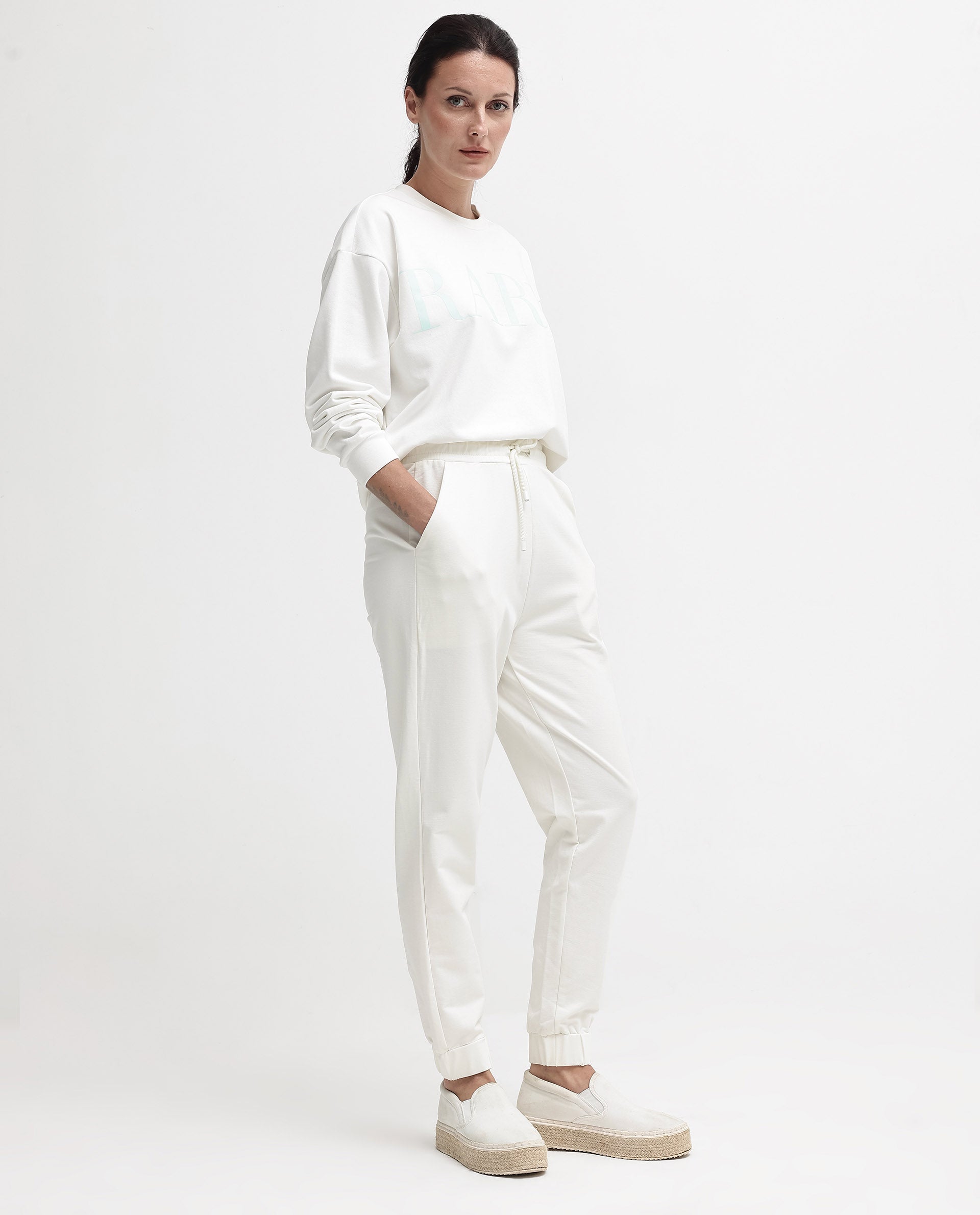 Rareism Womens Terac Off White Track Pant Solid