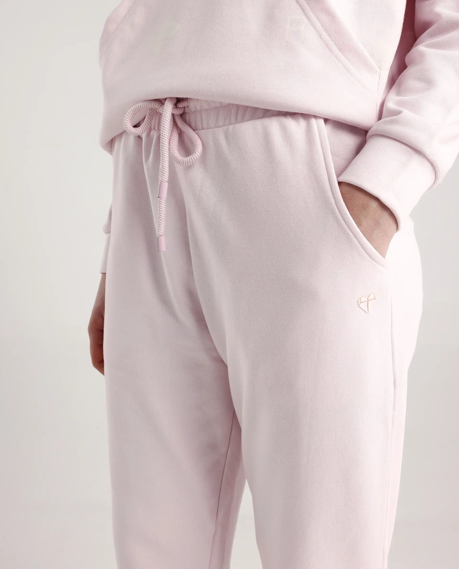 Rareism Women's Terac T Light Pink Polyester Blend Plain Ankle Length Regular Fit Track Pant