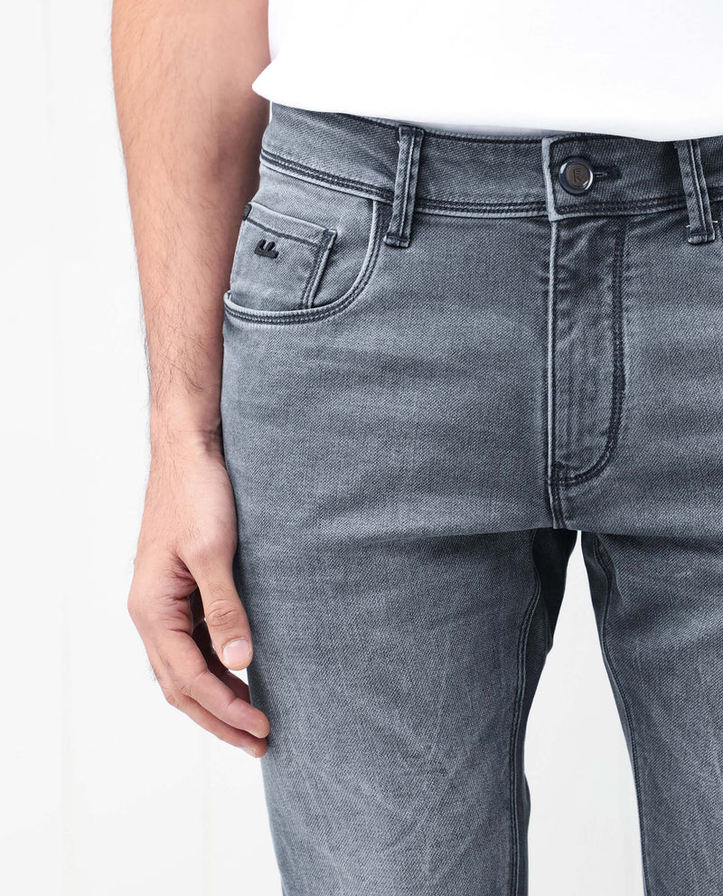 Rare Rabbit Men's Ter Navy Mid Wash Mid-Rise Slim Fit Jeans