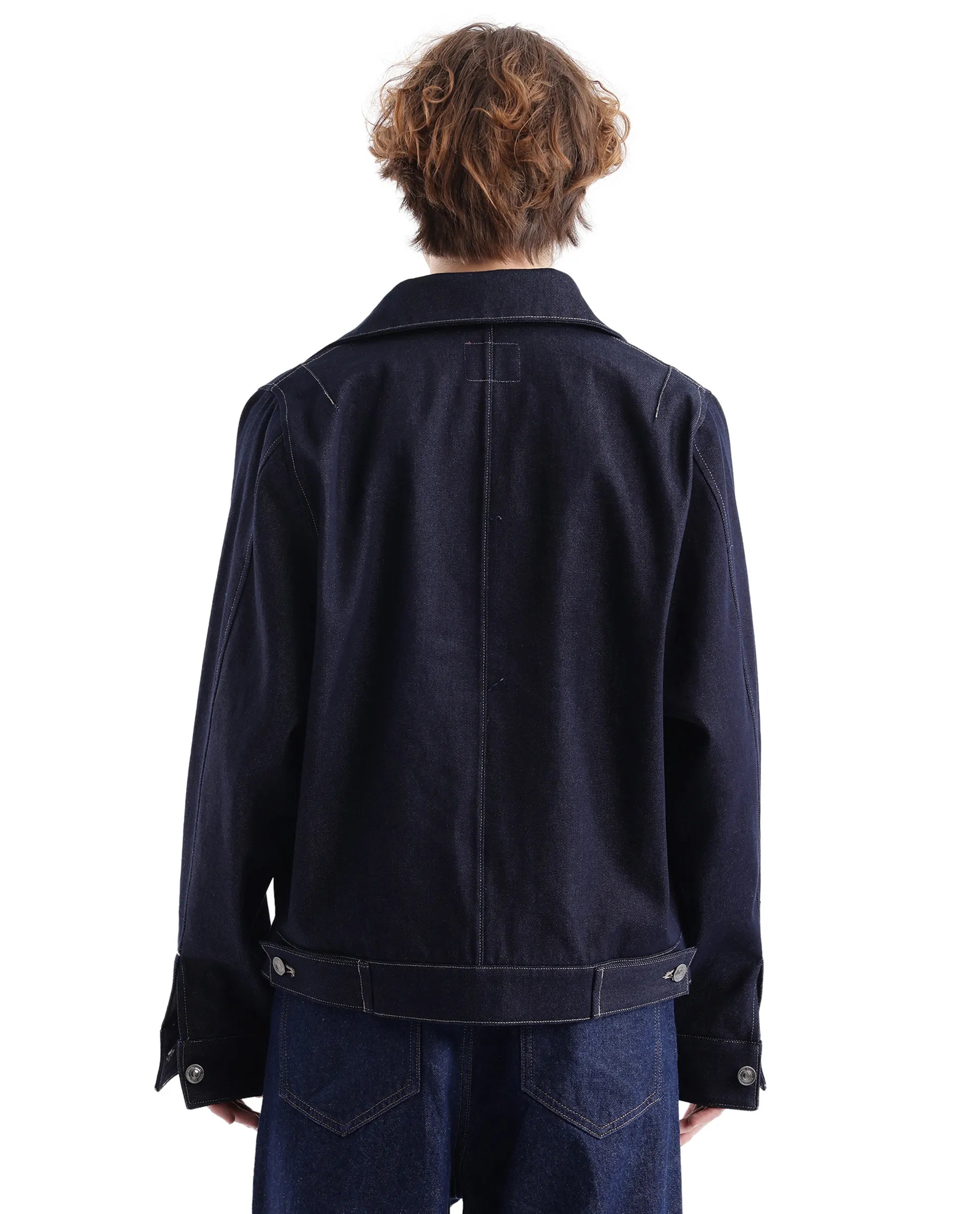 Rare Rabbit Men Teron Blue Cotton Fabric Collared Neck Jacket