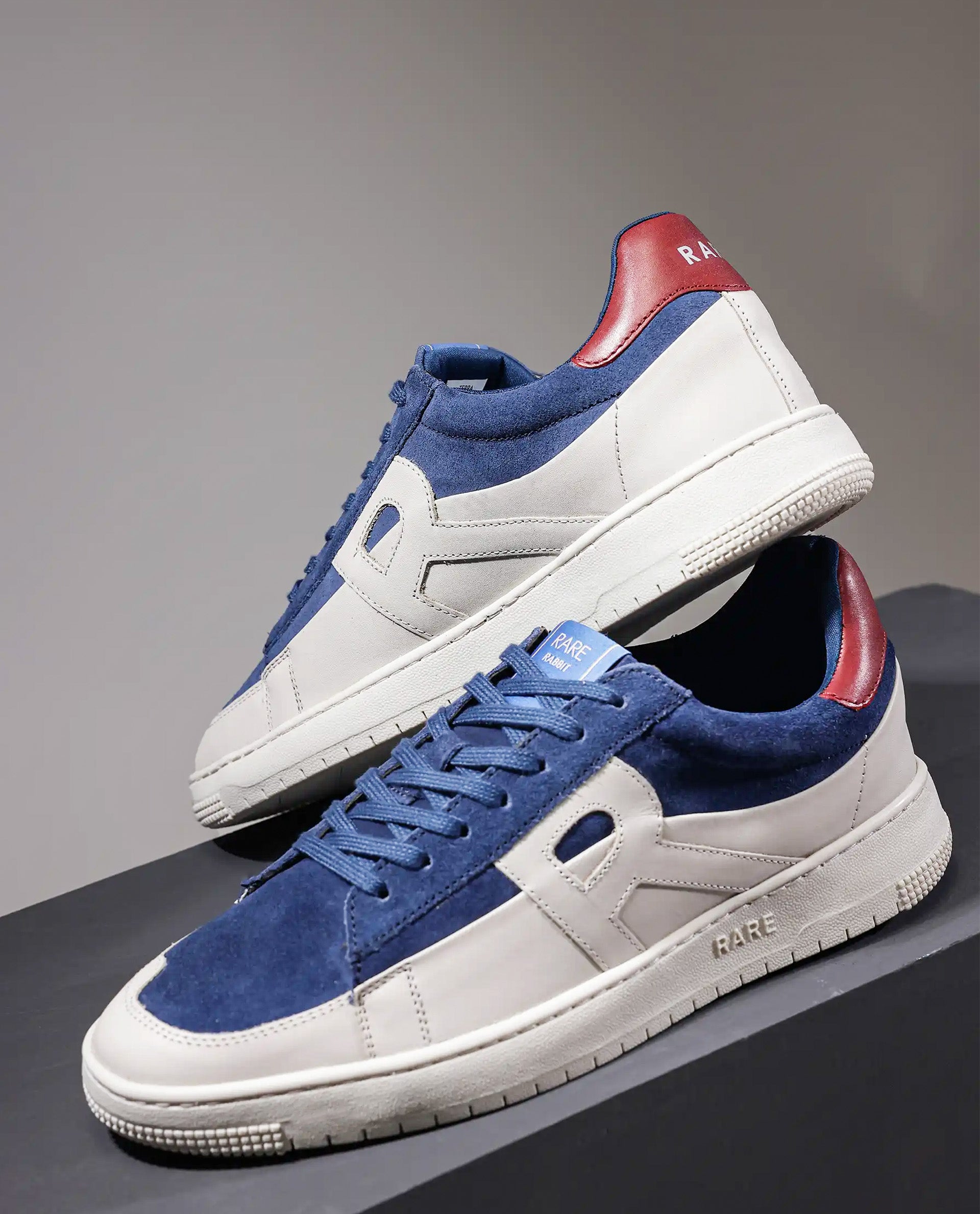 Rare Rabbit Men Terra Blue Genuine Leather and Suede Upper Low-Top Multi Color Lace-Up Shoes