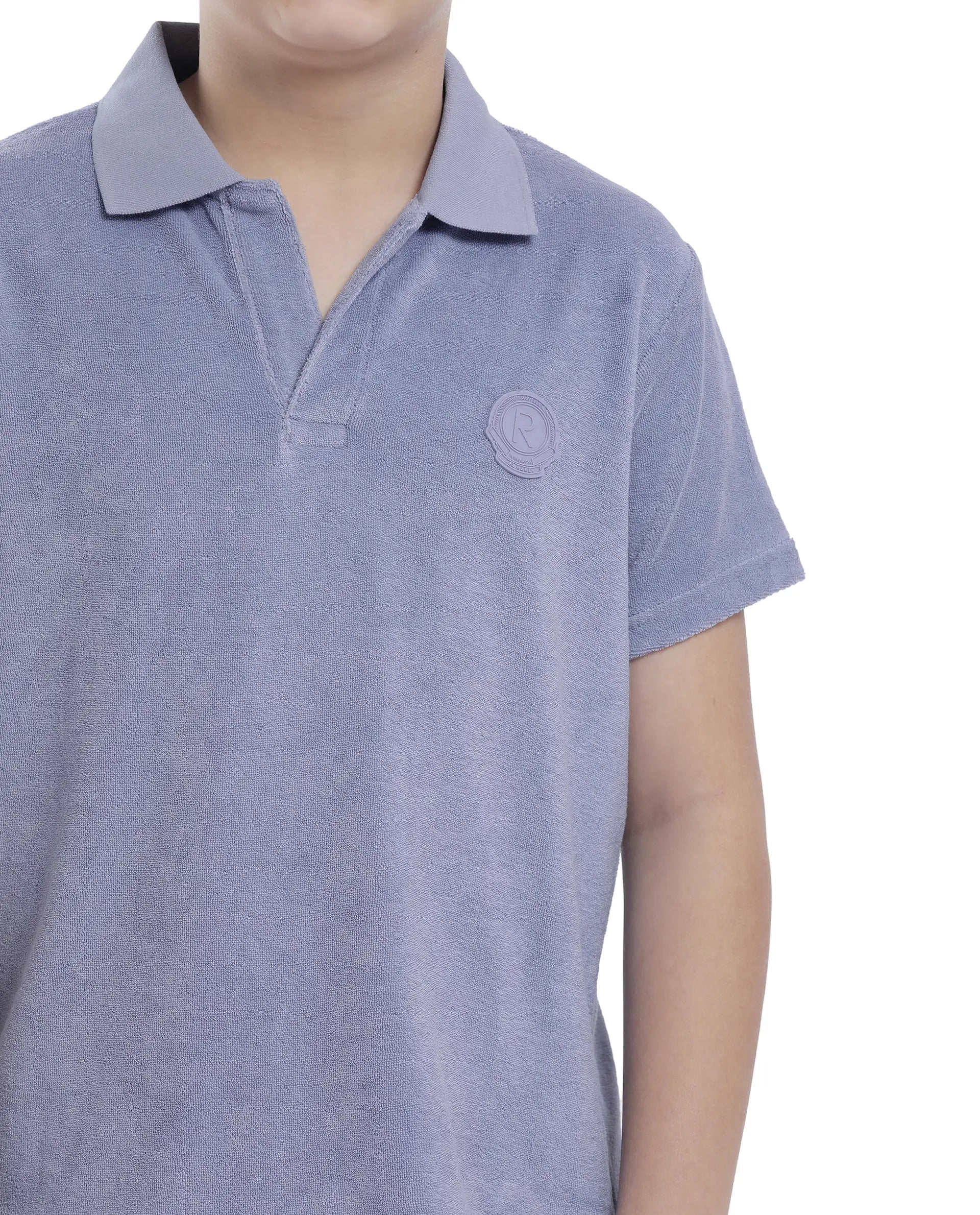 Rare Ones Kids Terry Pastel Purple Cotton Poly Short Sleeve Polo Neck Applique Polo