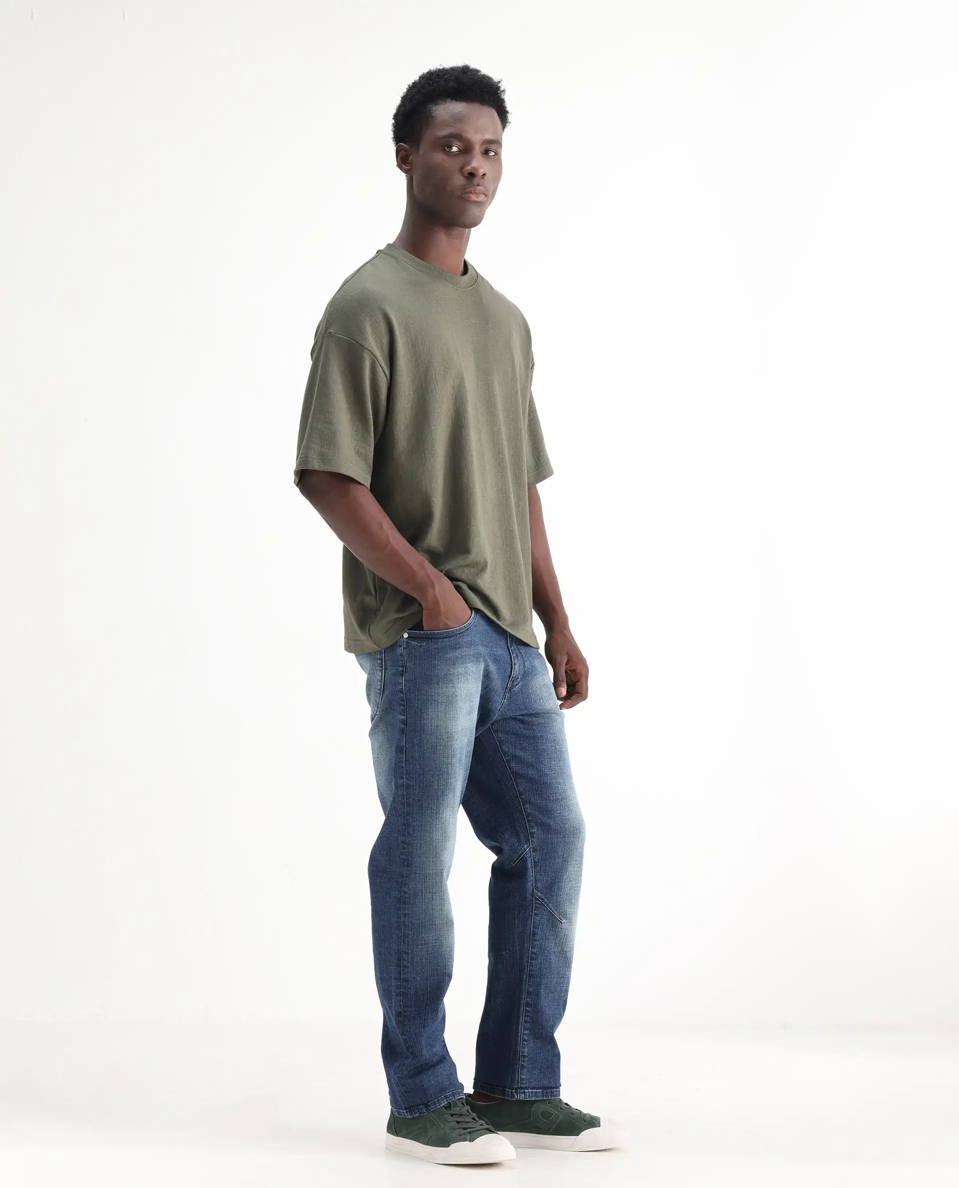 Rare Rabbit Men's Theo Light Blue Cotton Blend Plain Morris Regular Fit Jeans