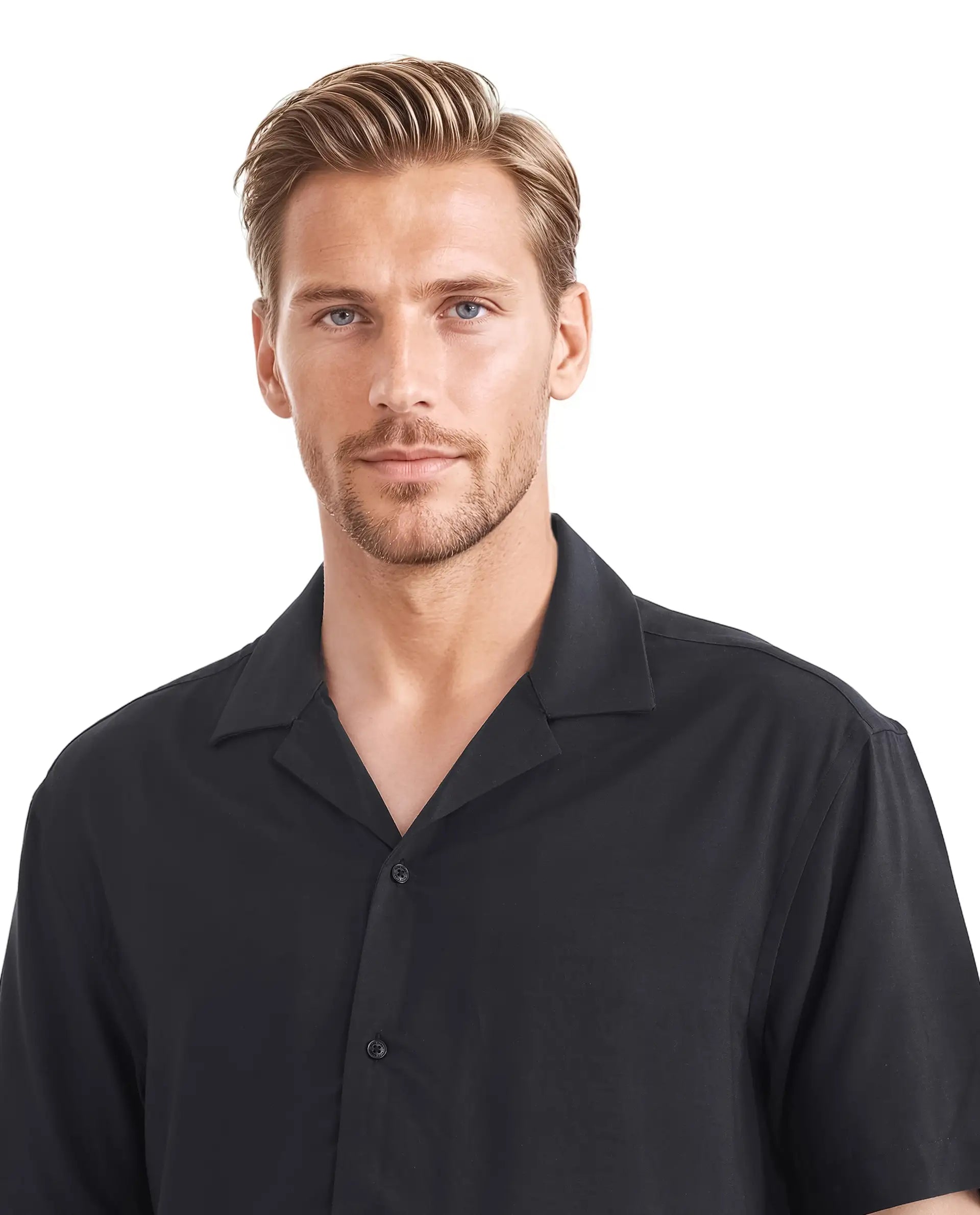 Rare Rabbit Men Thuban Black Cotton Fabric Half Sleeve Cuban Collared Button Closure Floral Print Shirt