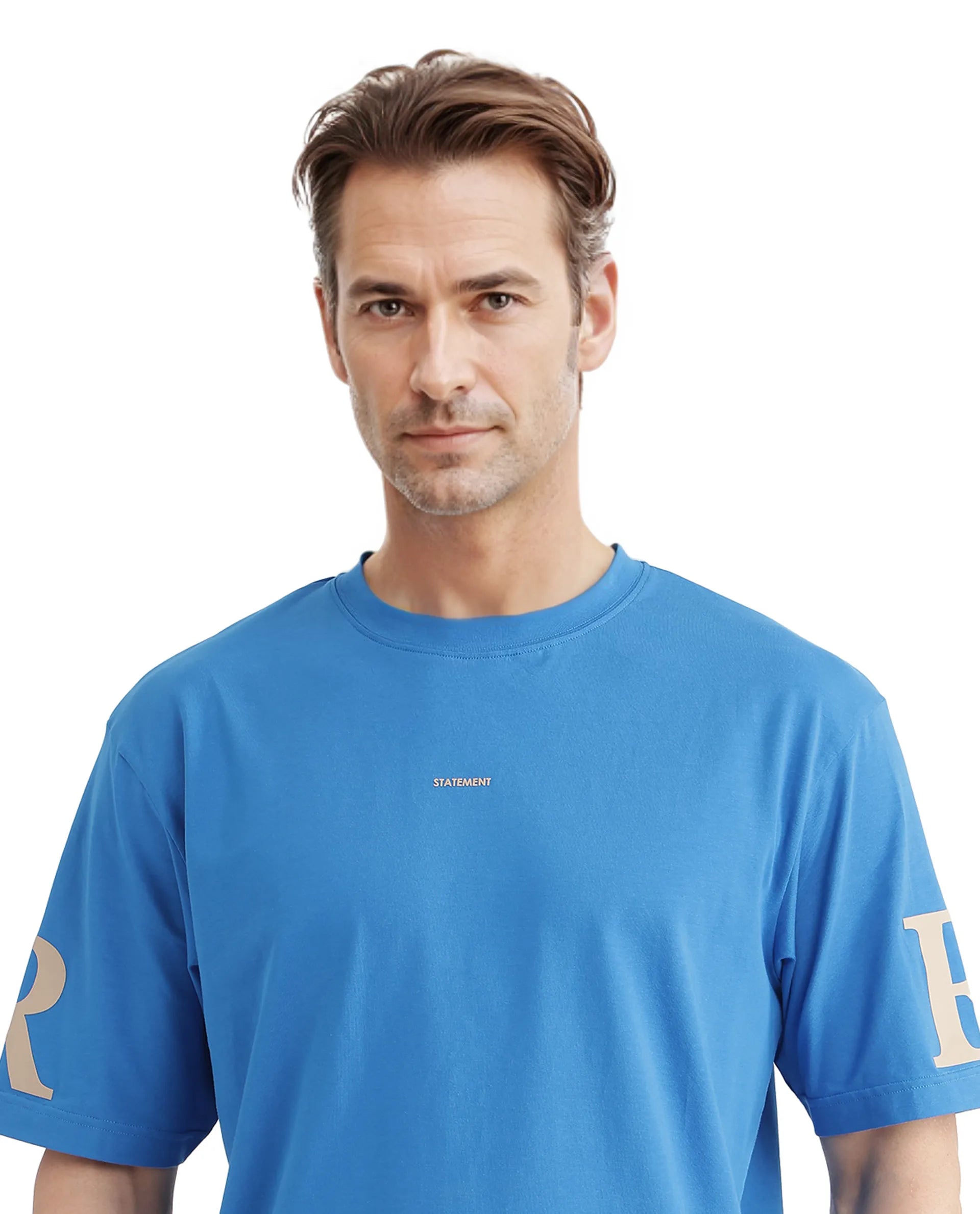 Rare Rabbit Men Tin Dark Blue Short Sleeves Crew Neck Digital Print T-Shirt