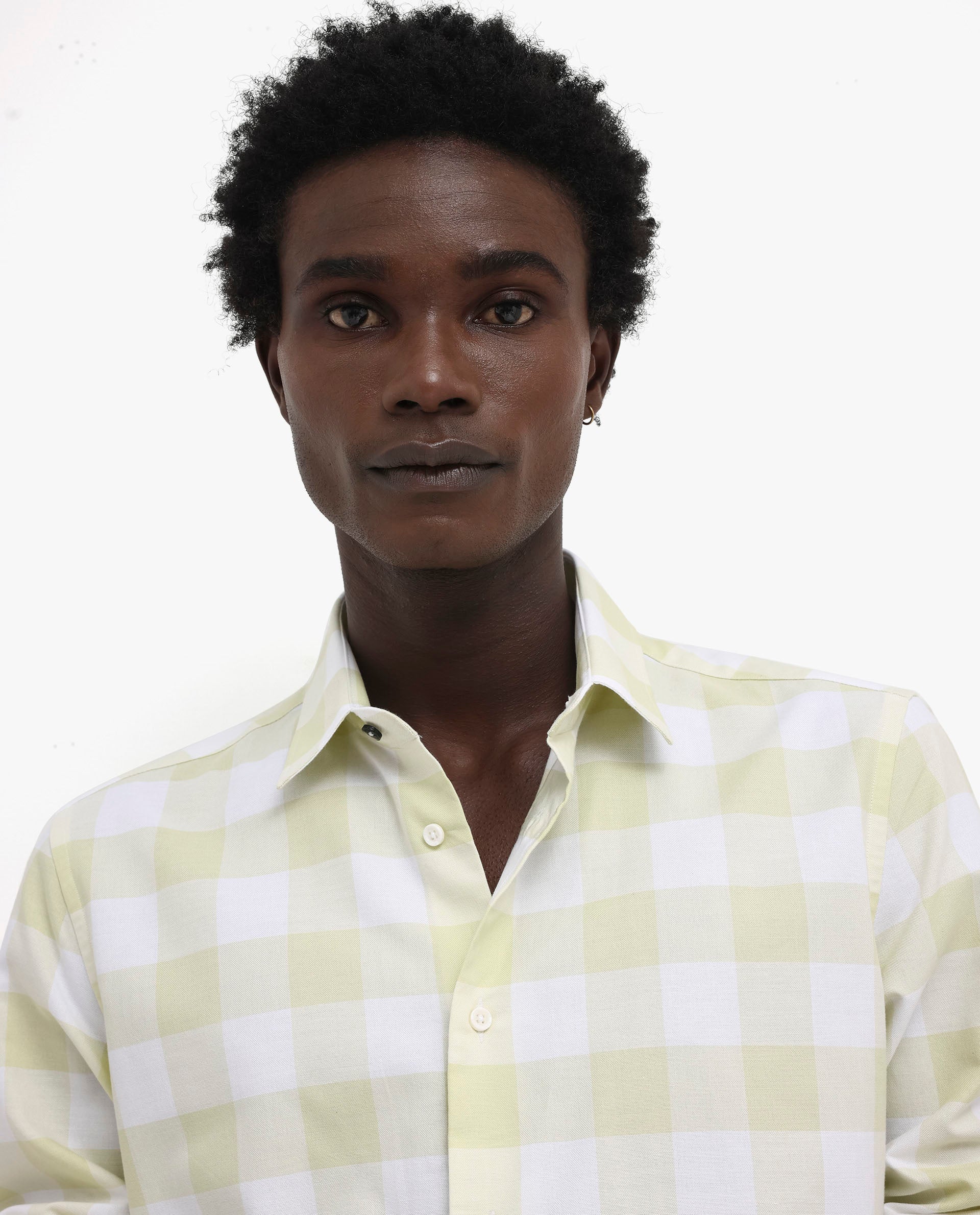 Rare Rabbit Men's Tinker Light Green Cotton Fabric Full Sleeve Regular Fit Gingham Checks Shirt