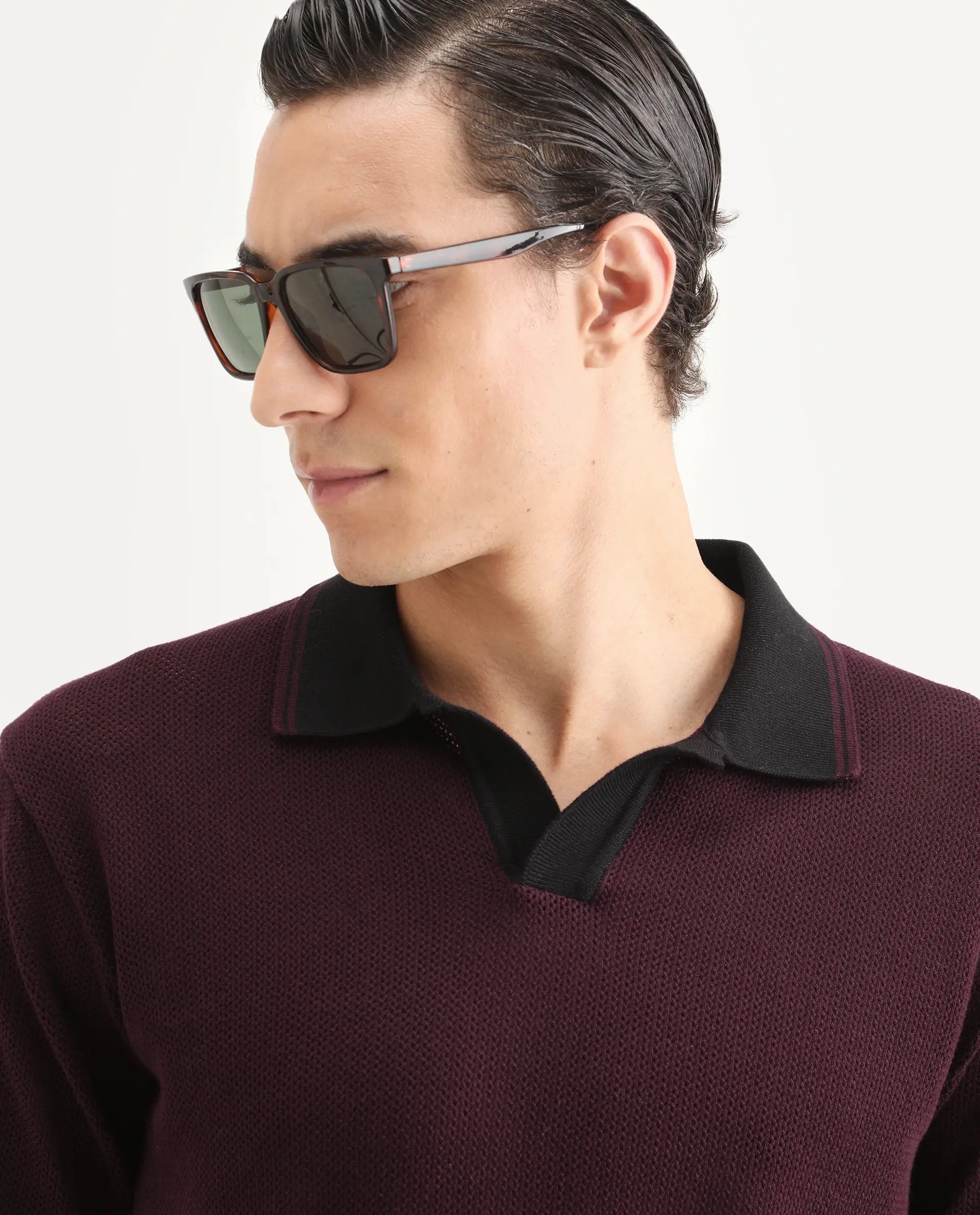 Rare Rabbit Men's Tipo Pastel Maroon Cotton Fabric Half Sleeve Regular Fit Textured Polo