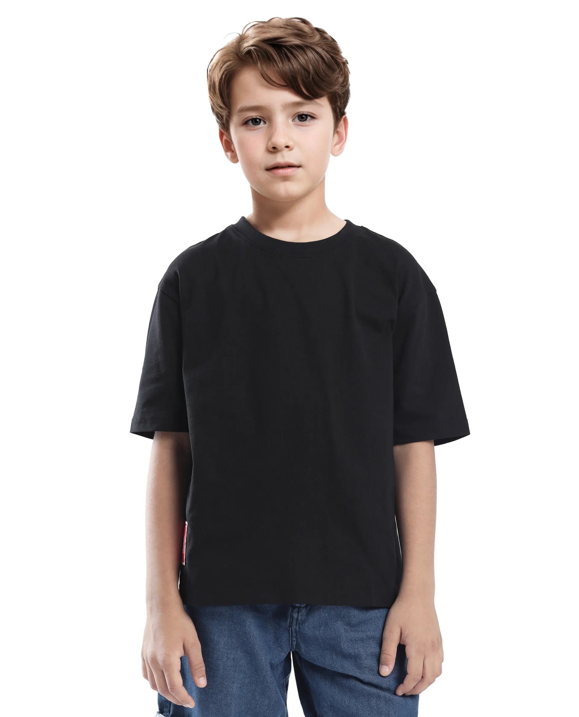 Rare Ones Kids Tiy Black Cotton Graphic Print Slip-On Oversized Fit T-Shirt