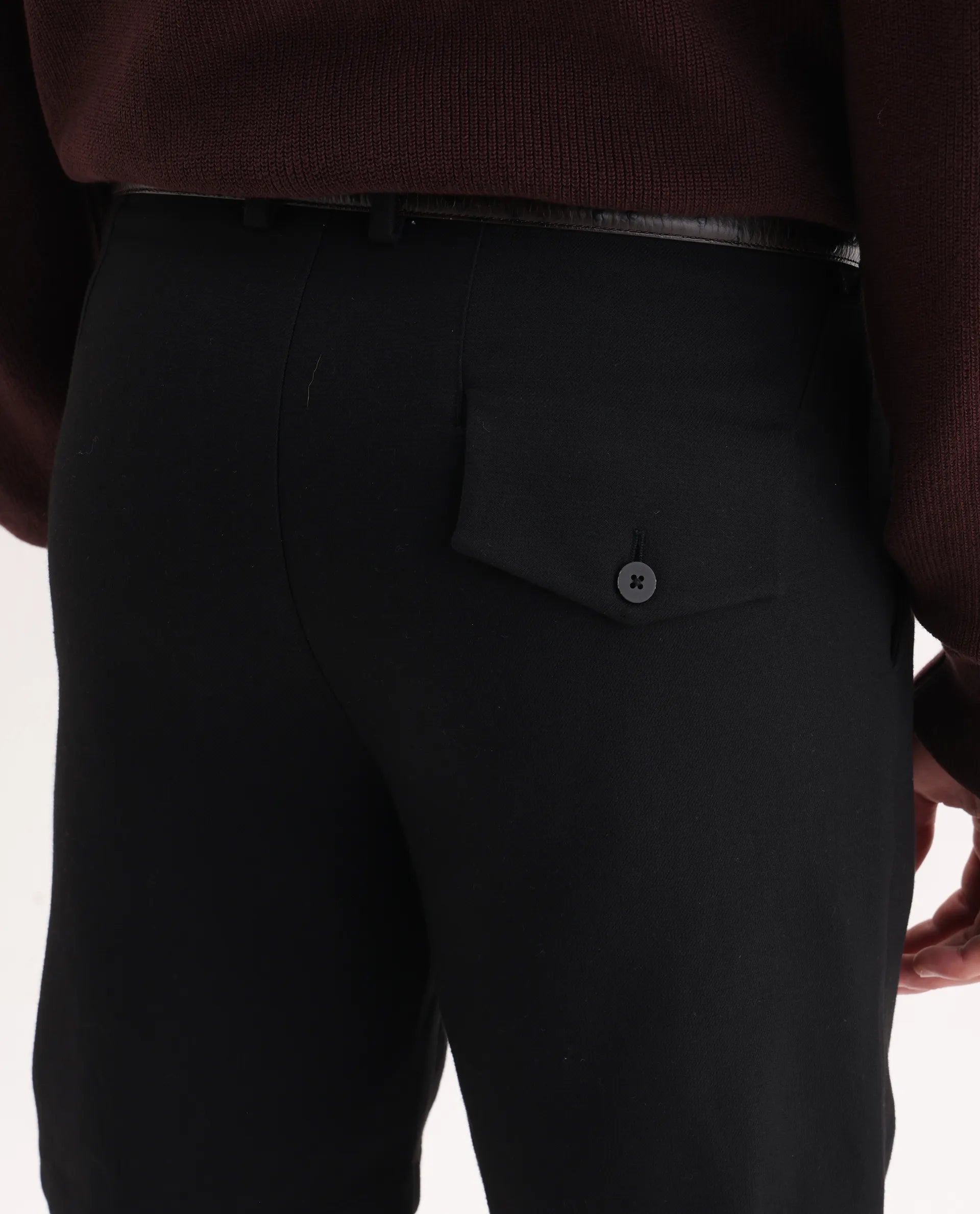 Rare Rabbit Men Tocki Black Polyester Blend Fabric Button Closure Plain Shorts