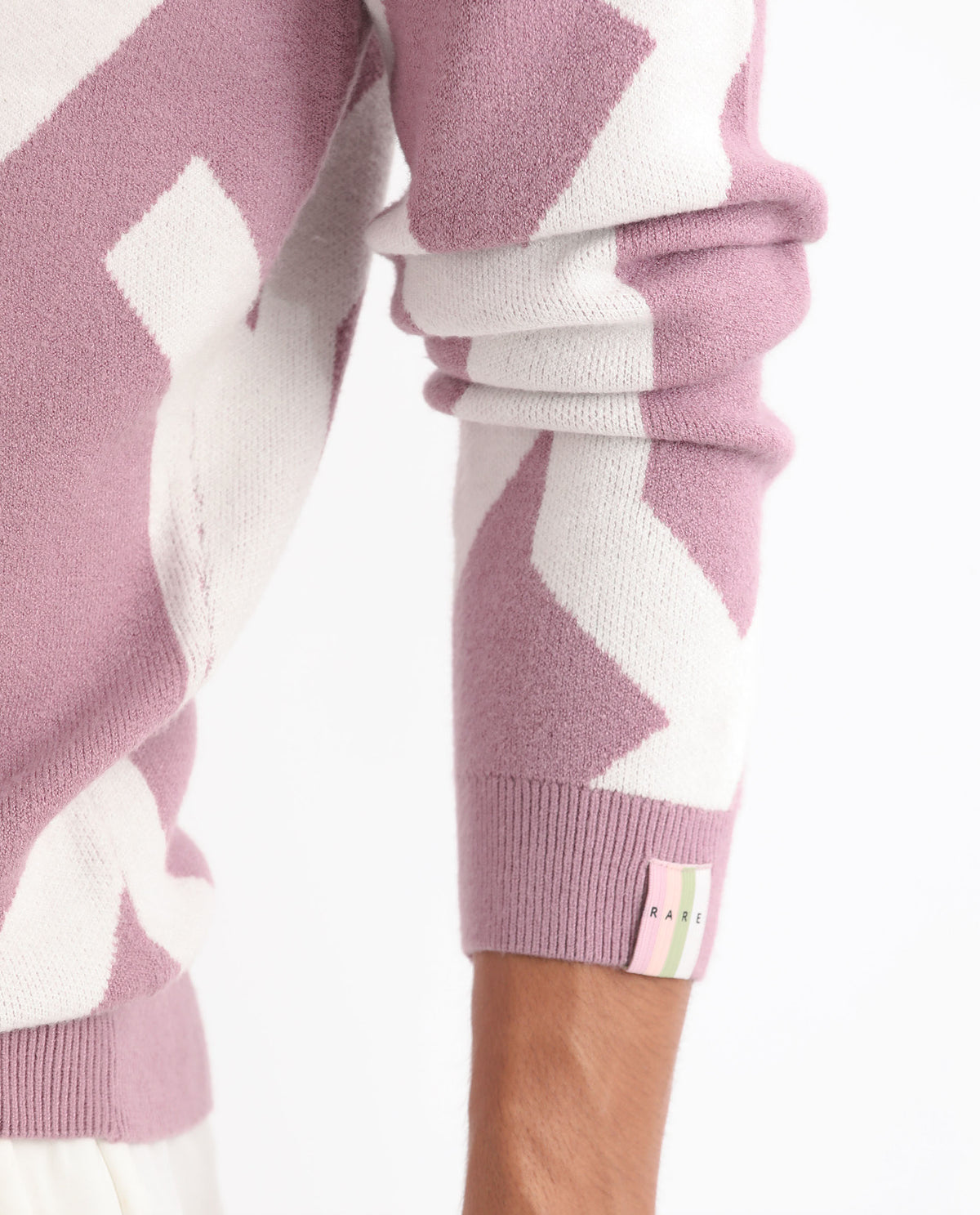 Rare Rabbit Mens Togepi Pink Sweater Viscose Polyester Nylon Fabric Crew Neck Knitted Full Sleeves Comfortable Fit