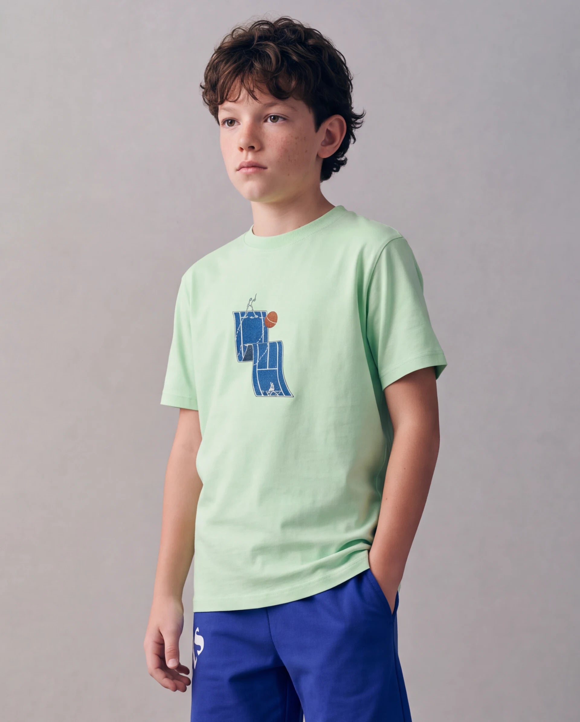 Rare Ones Kids Tome Light Green Cotton Blend Fabric Pull-On Closure Regular Fit Graphic Print T-Shirt