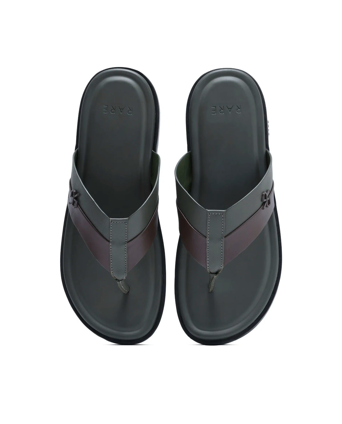 Rarez Men's Tong2 Olive/Woodtan Leather Regular Sandal