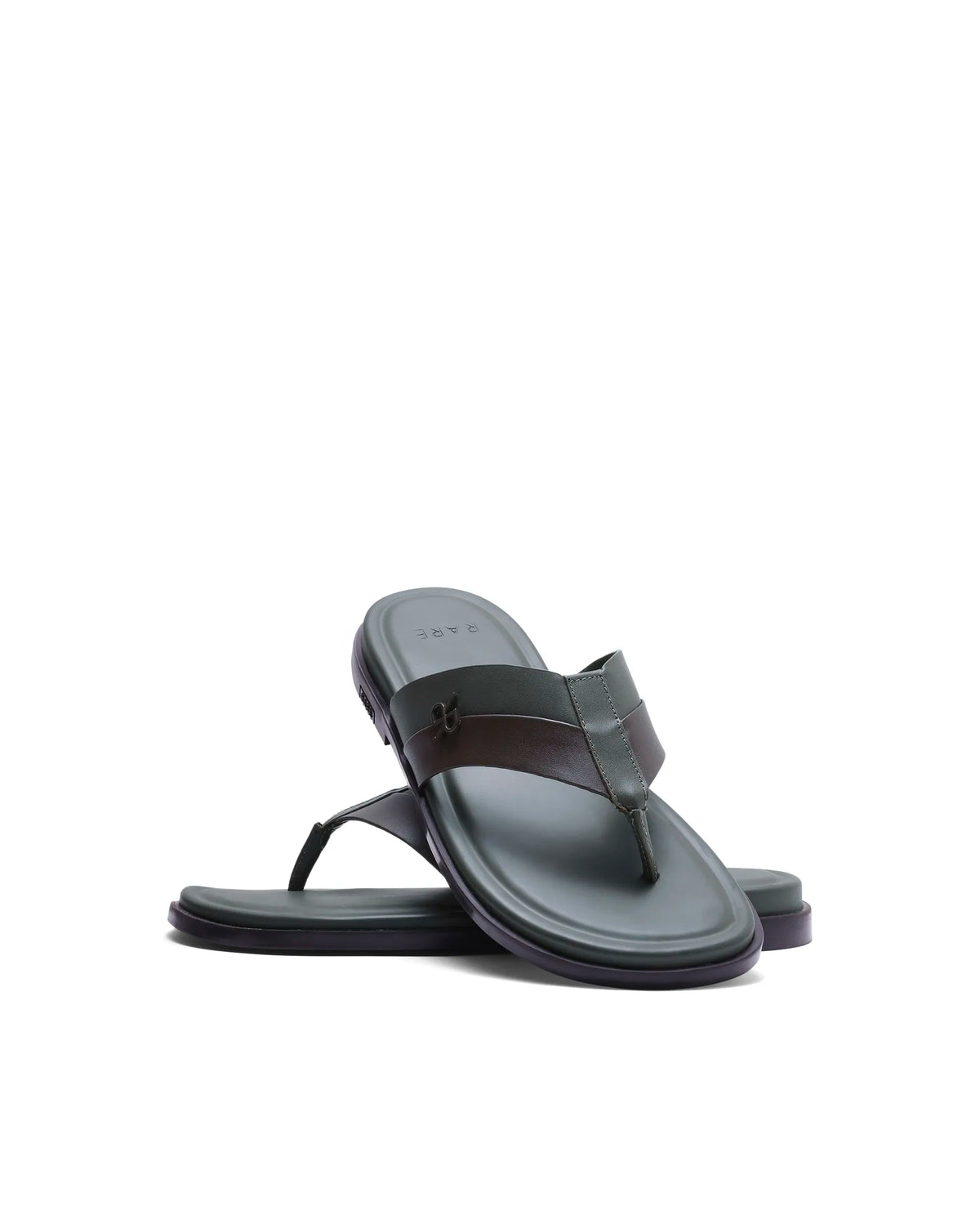 Rarez Men's Tong2 Olive/Woodtan Leather Regular Sandal
