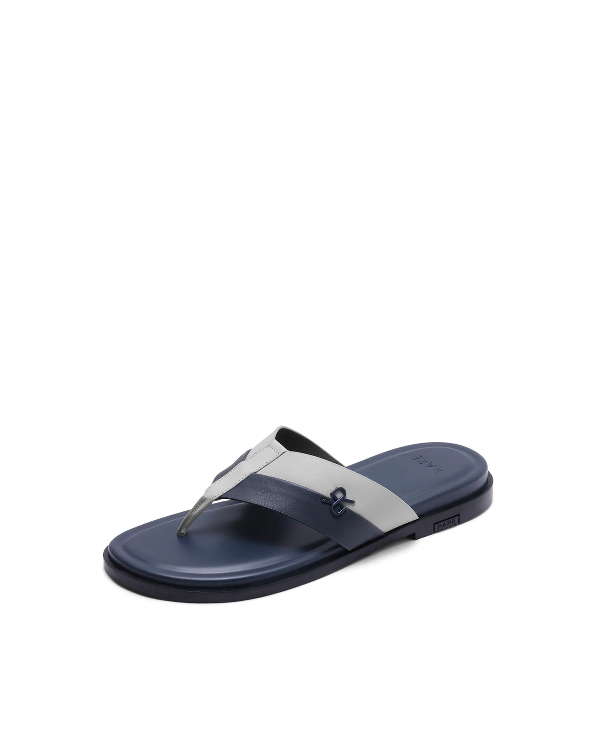 Rarez Men's Tong2 Light Powder Mouse/Navy Leather Regular Sandal