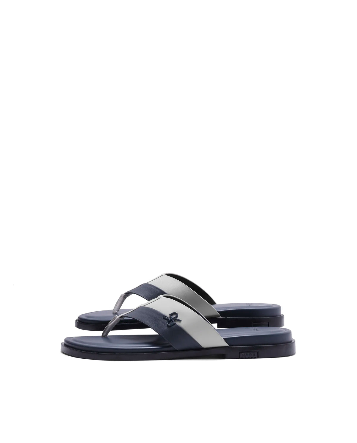Rarez Men's Tong2 Light Powder Mouse/Navy Leather Regular Sandal