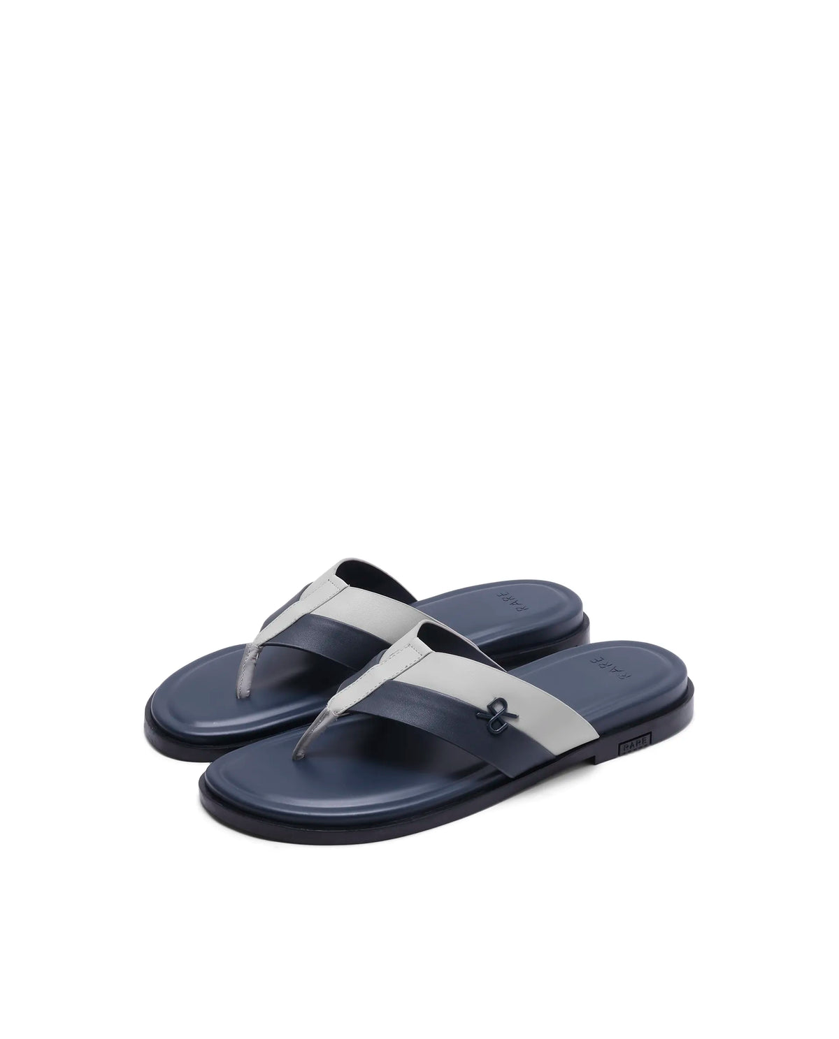 Rarez Men's Tong2 Light Powder Mouse/Navy Leather Regular Sandal