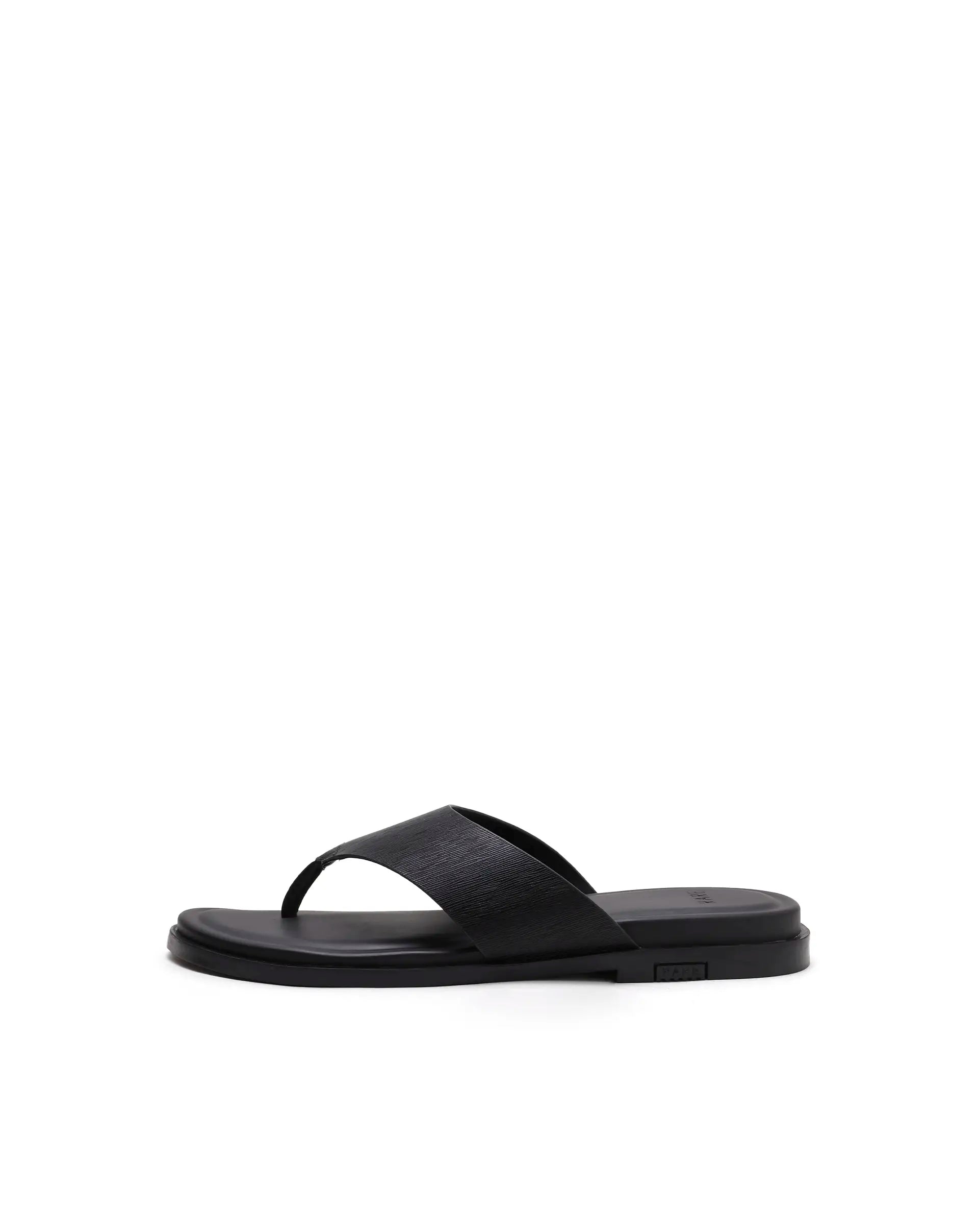 Rarez Men's Tong Black Leather Regular Sandal