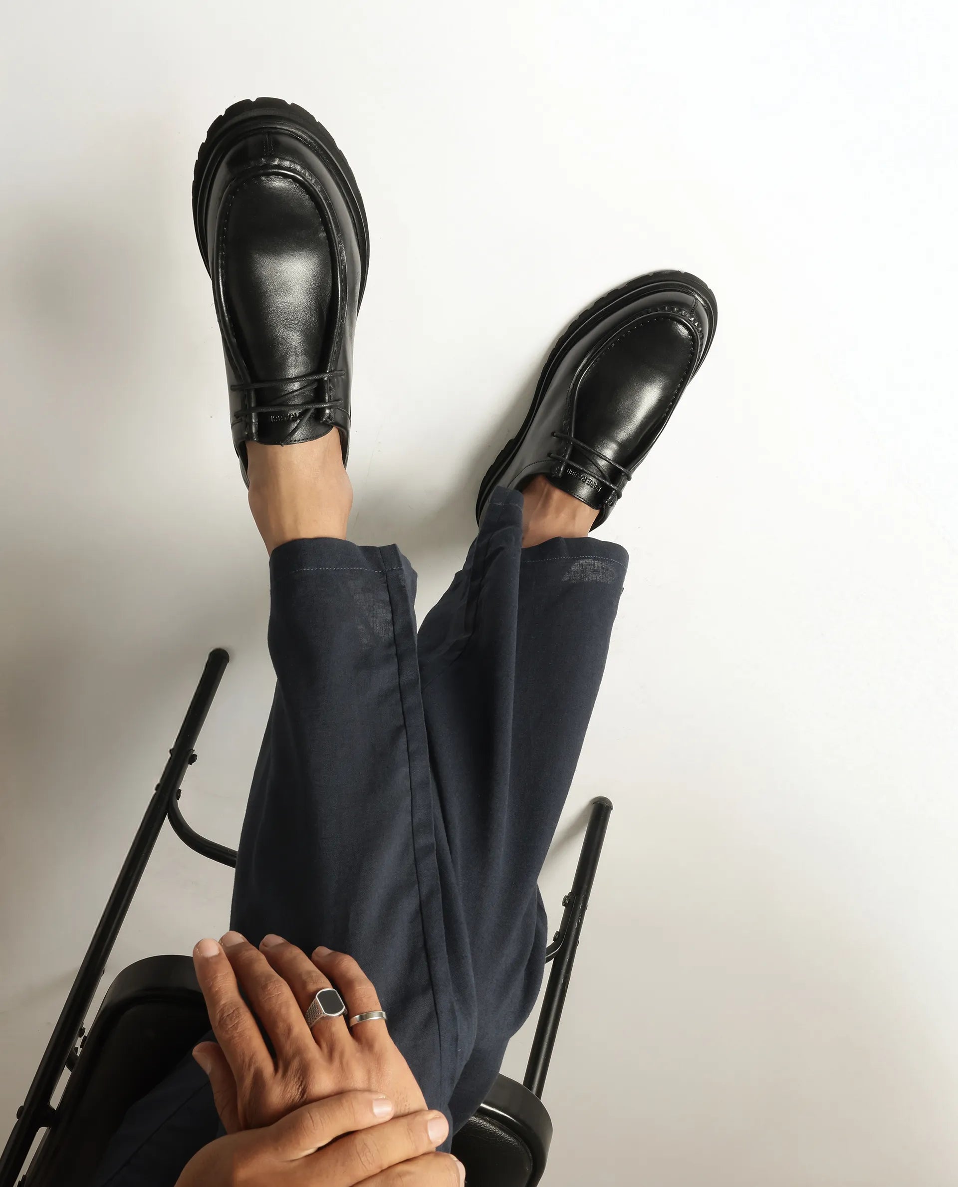 Rare Rabbit Men Torhill Black Lace-Up Shoe