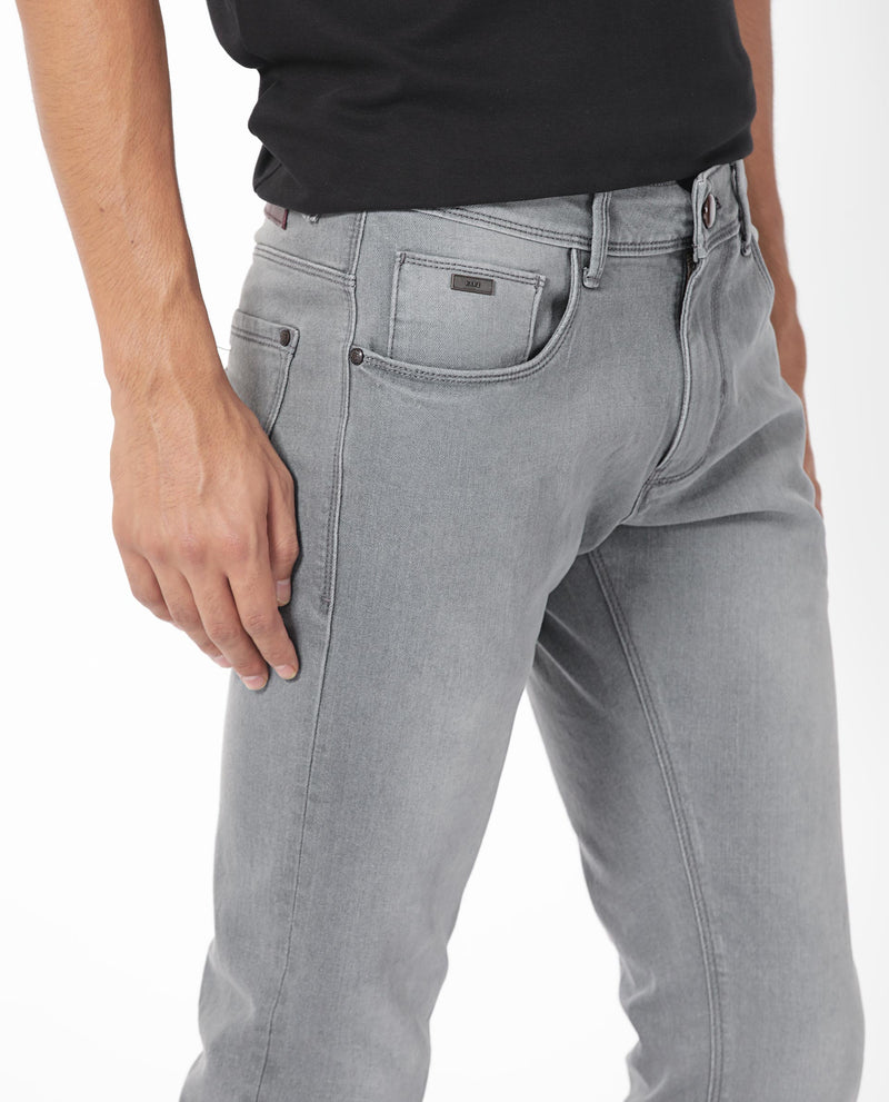 Rare Rabbit Men's Toulouse Light Grey Light Wash Mid-Rise Slim Fit Jeans