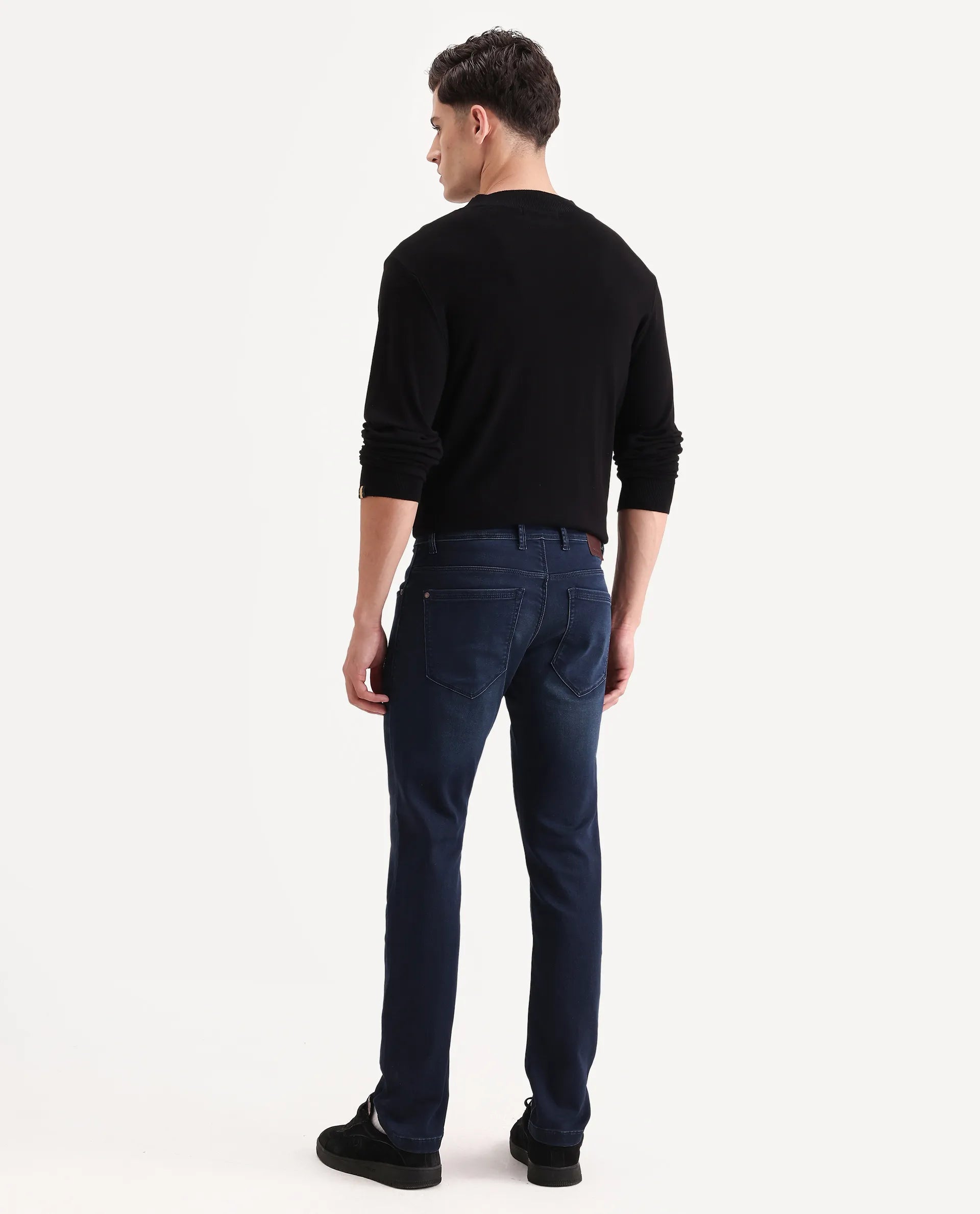 Rare Rabbit Men's Tours-2 Dark Blue Cotton Blend Fabric Hawk Slim Fit Jeans