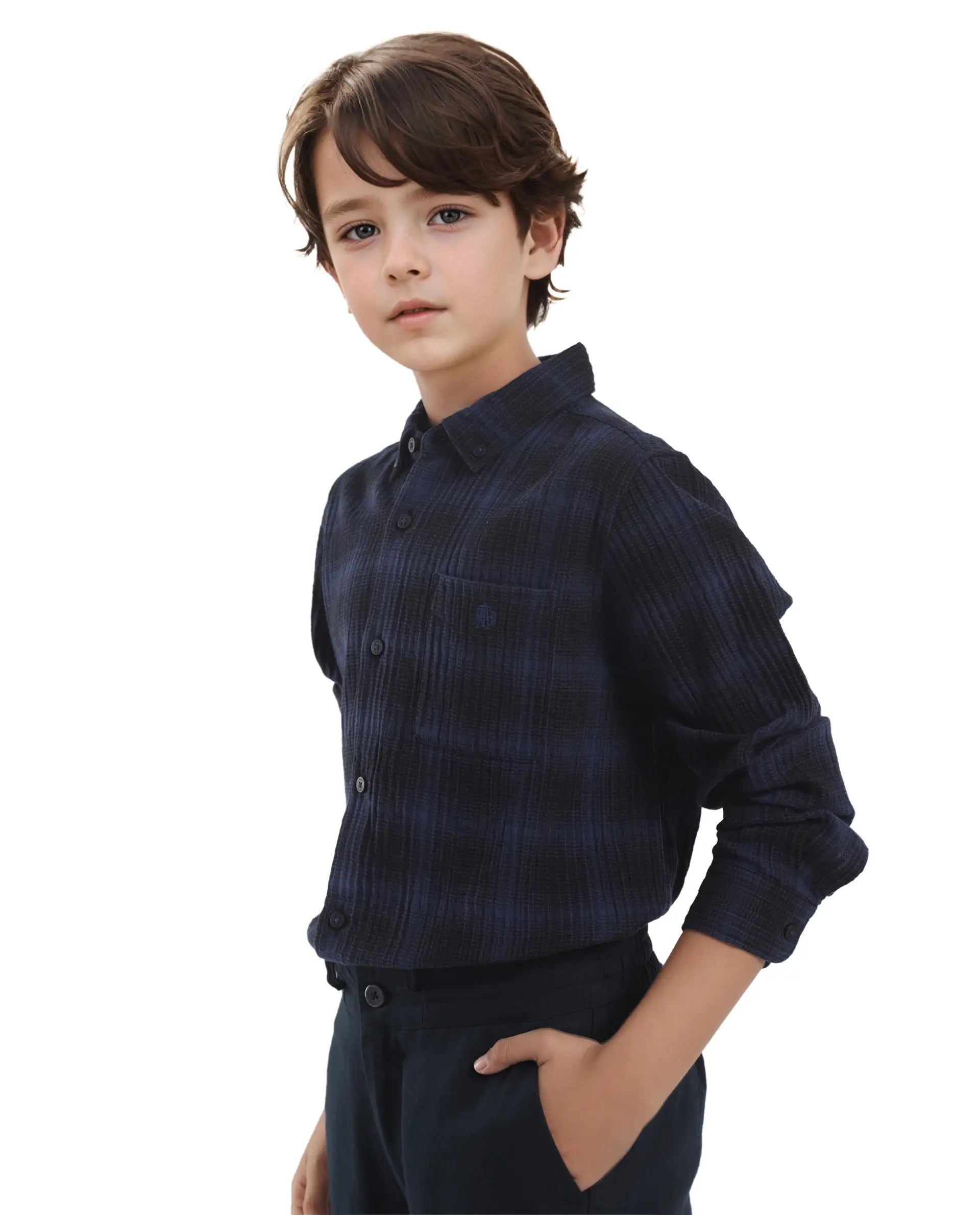 Rare Ones Kids Toyt Blue Cotton Full Sleeves Button Down Regular Fit Checked Shirt