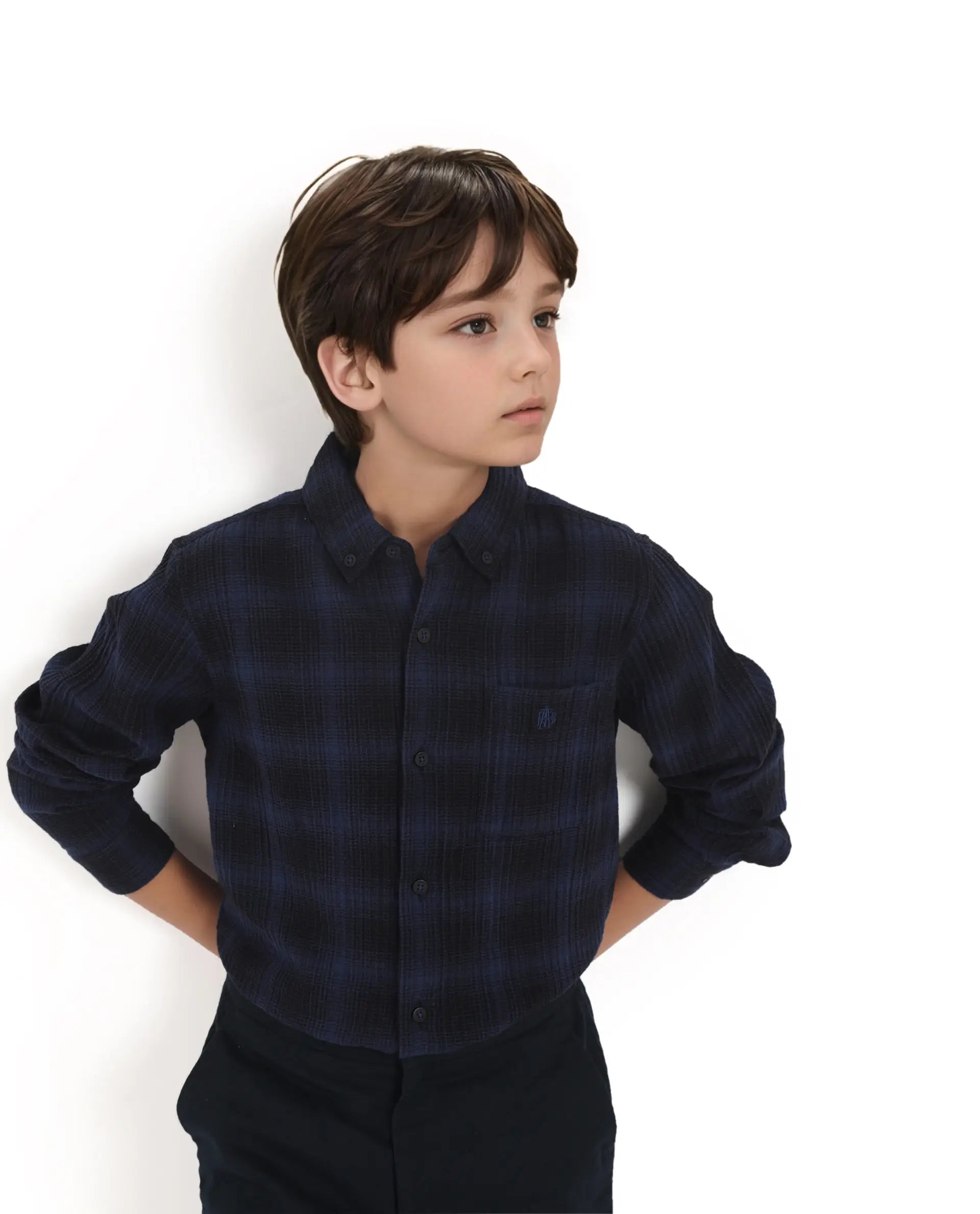 Rare Ones Kids Toyt Blue Cotton Full Sleeves Button Down Regular Fit Checked Shirt