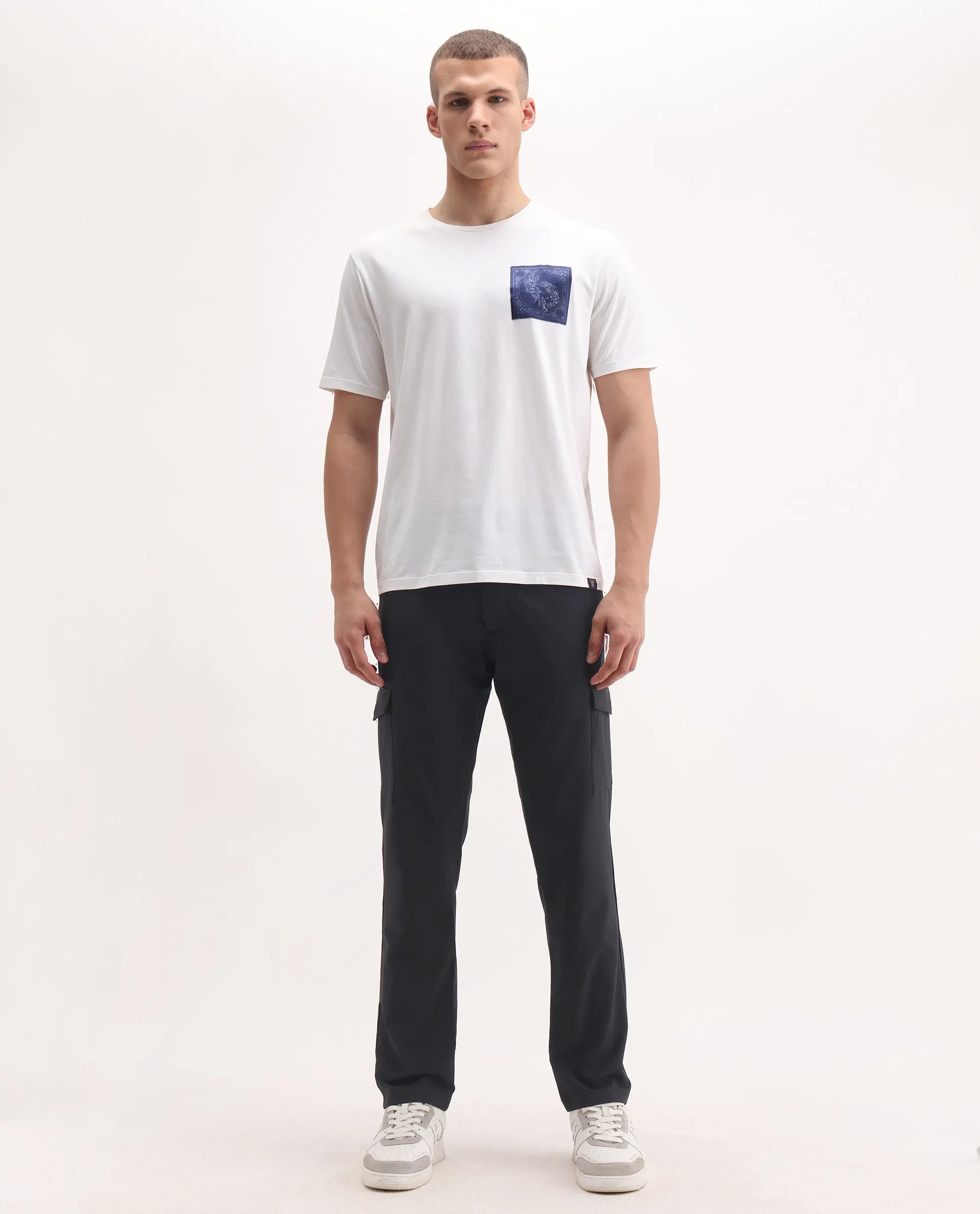 Rare Rabbit Men's Traco Black Cotton Plain Regular Fit Trouser