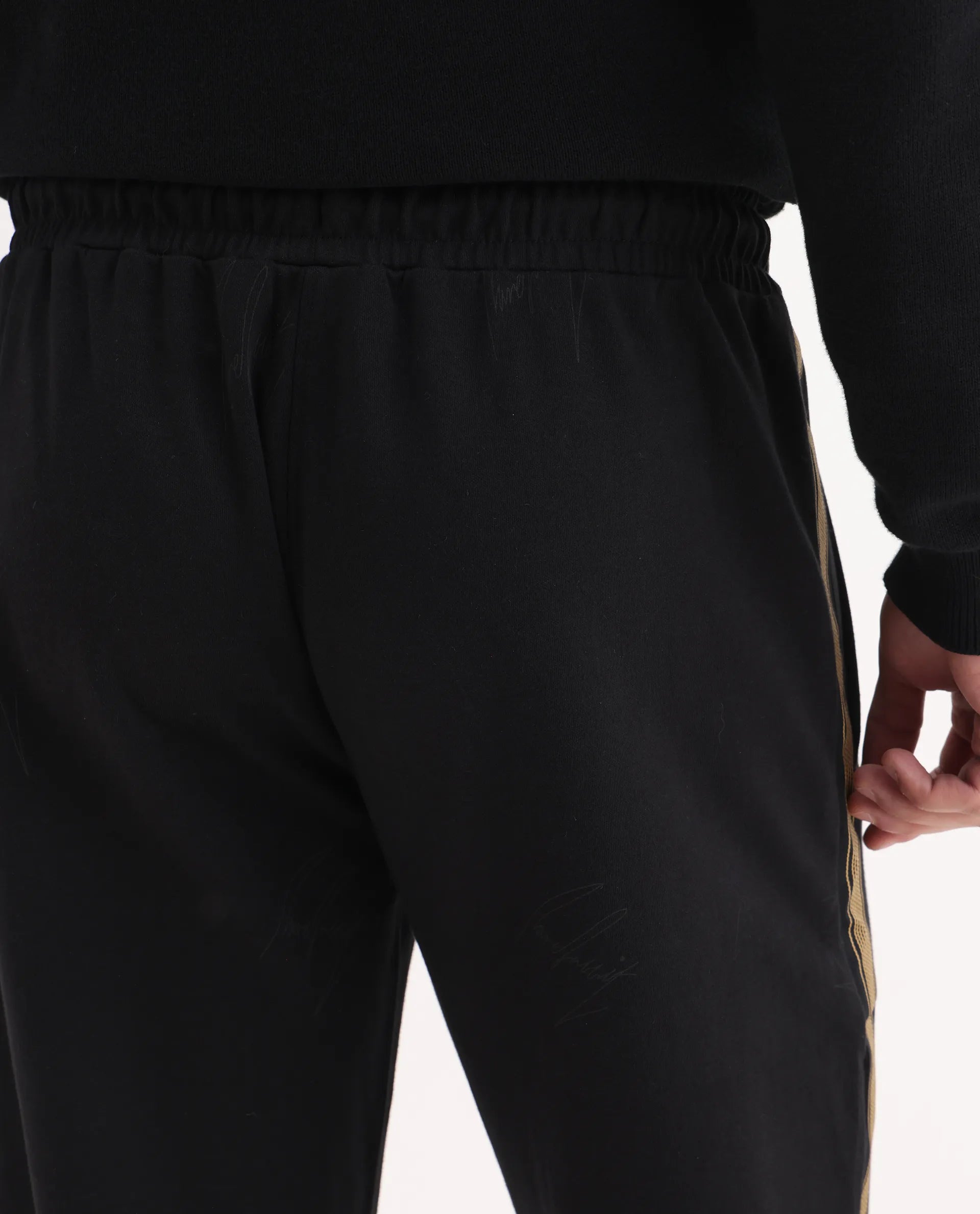 Rare Rabbit Men's Tracksign Black Cotton Plain Regular Fit Trouser