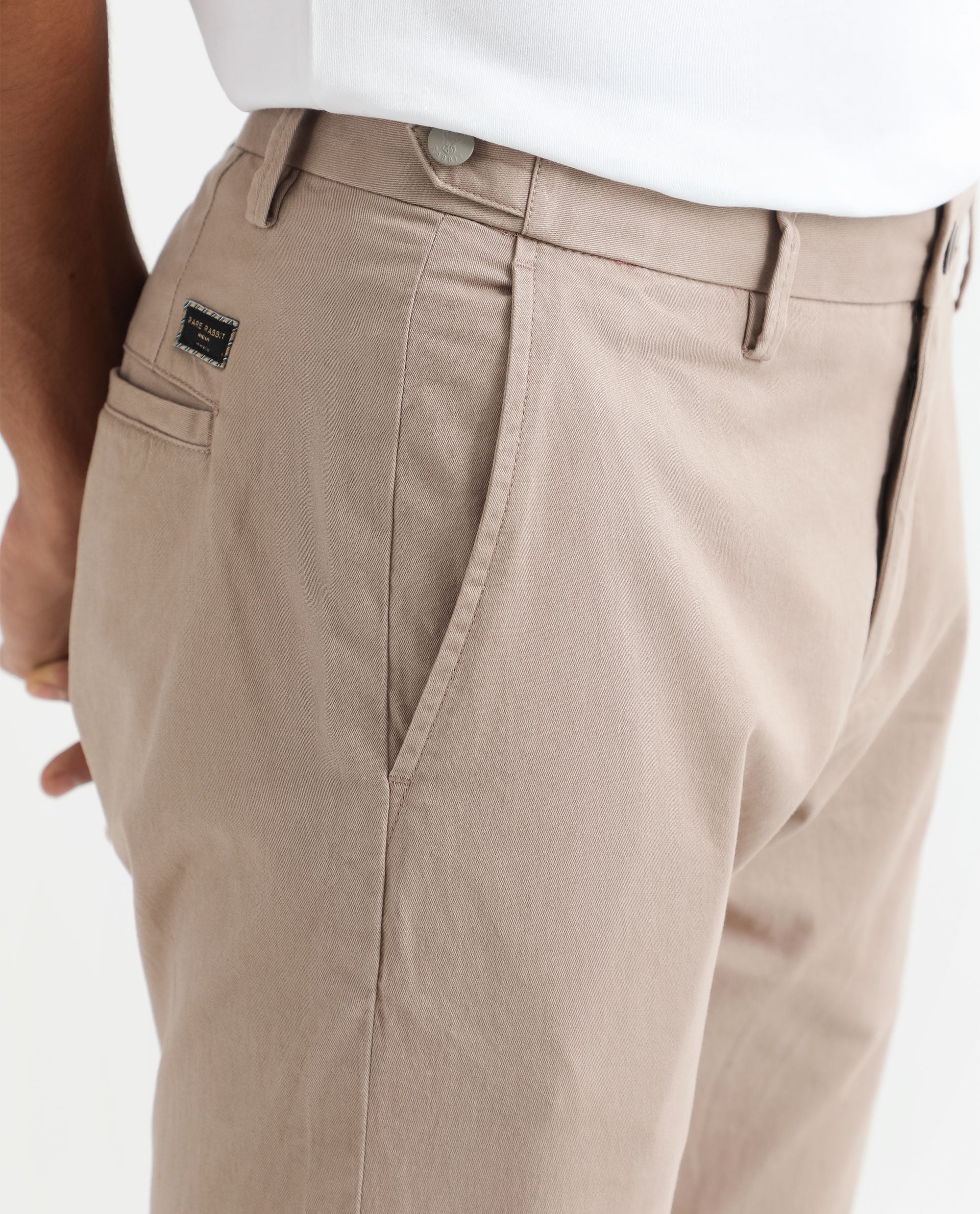 Beige trousers for men with side pockets  Exibit