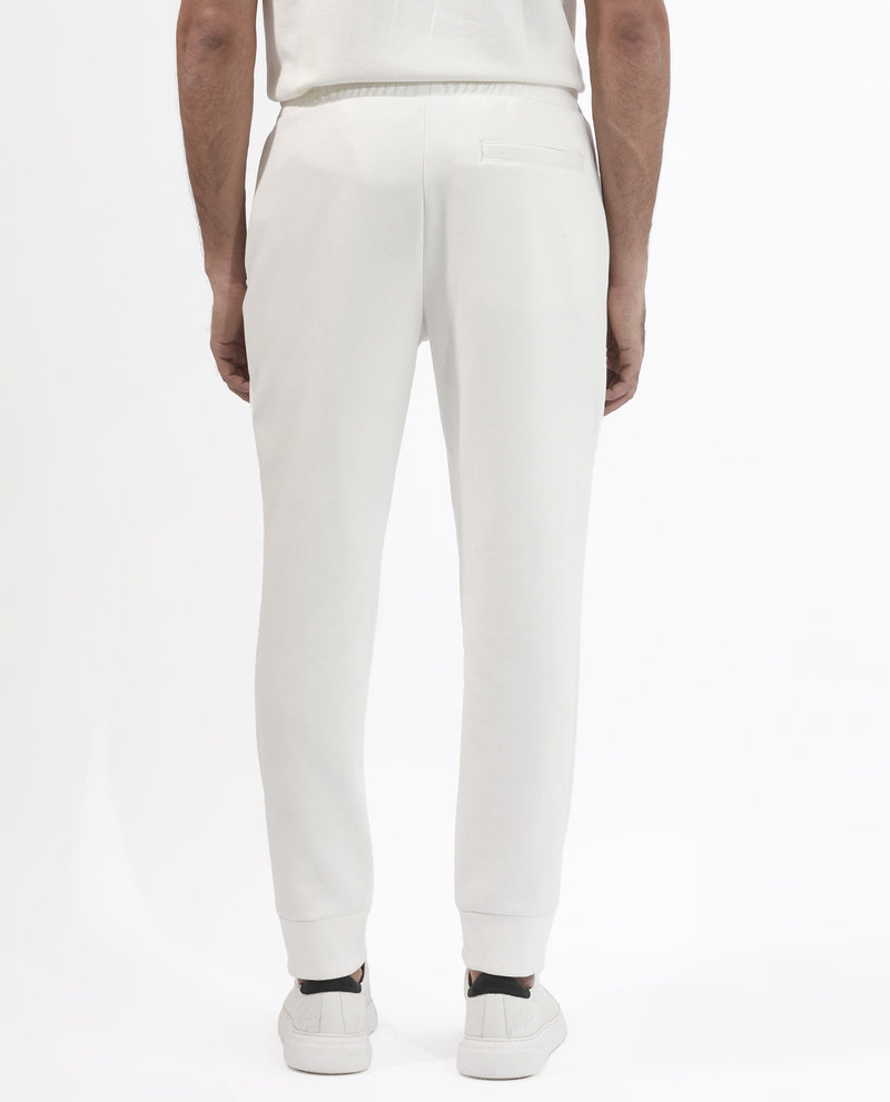 RARE RABBIT MENS TRANT OFF WHITE TRACK PANT MID RISE SOLID