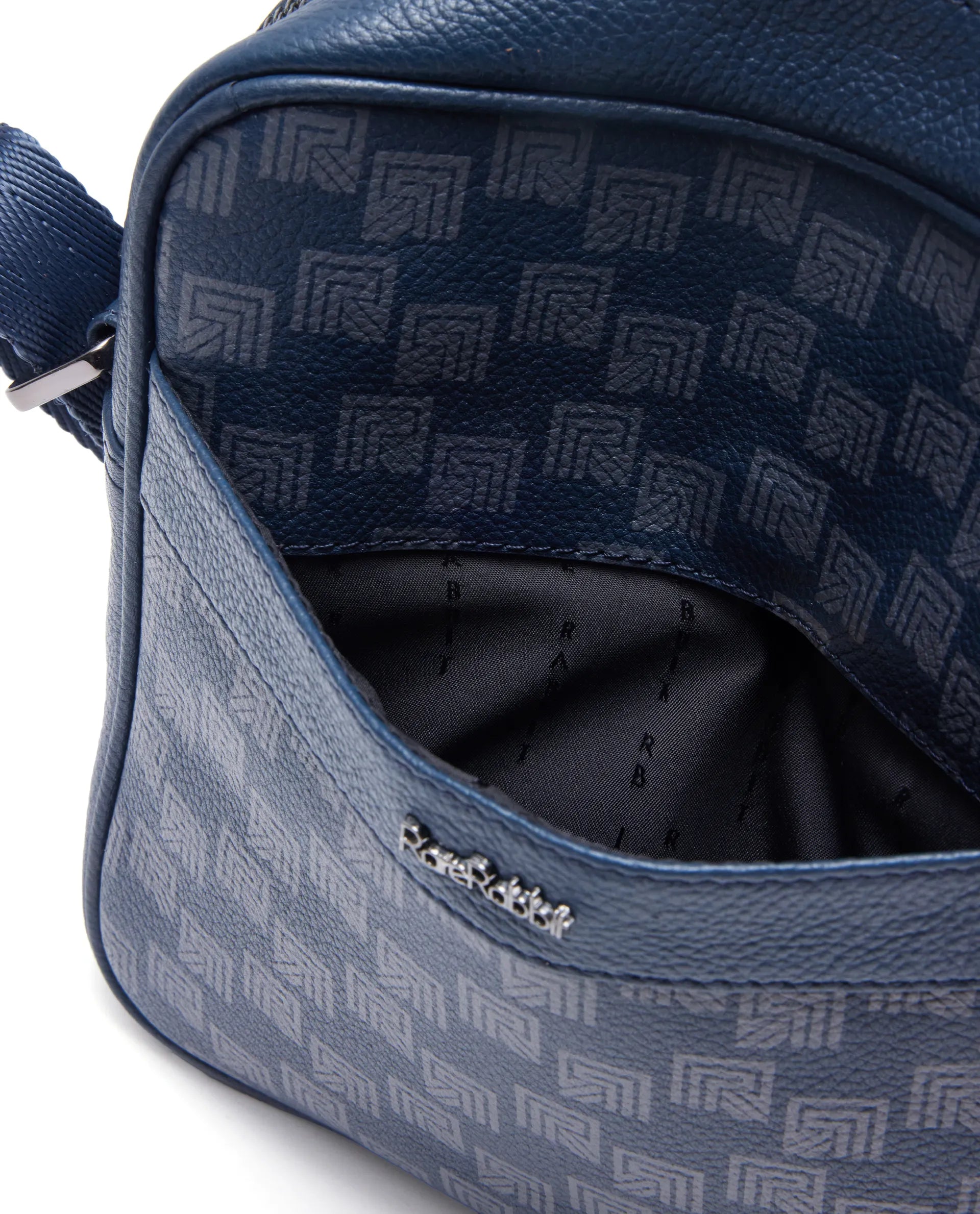 Rare Rabbit Men's Trav Blue Monogram Print Crossbody Bag